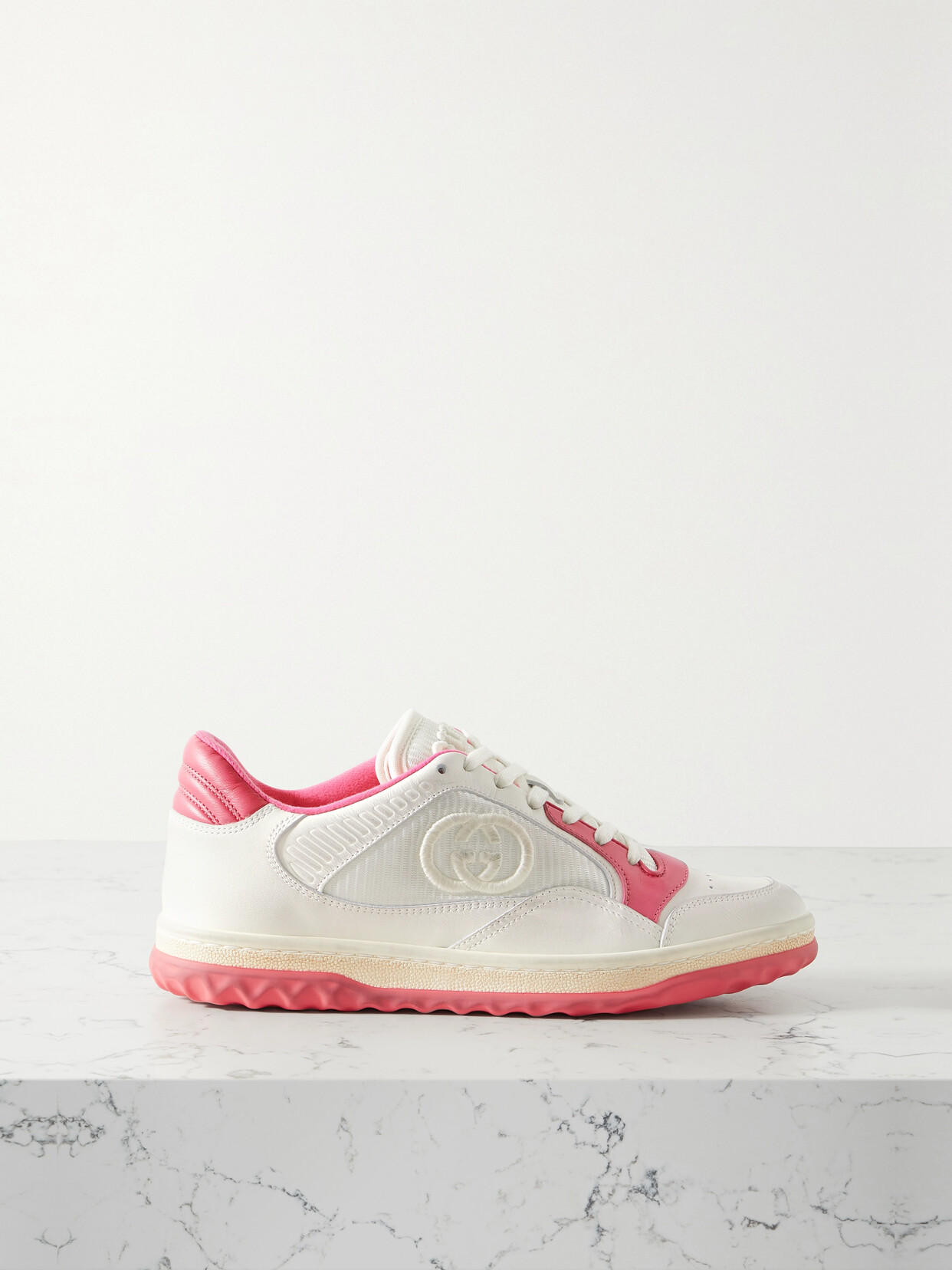 Gucci Mac80 Distressed Leather Sneakers