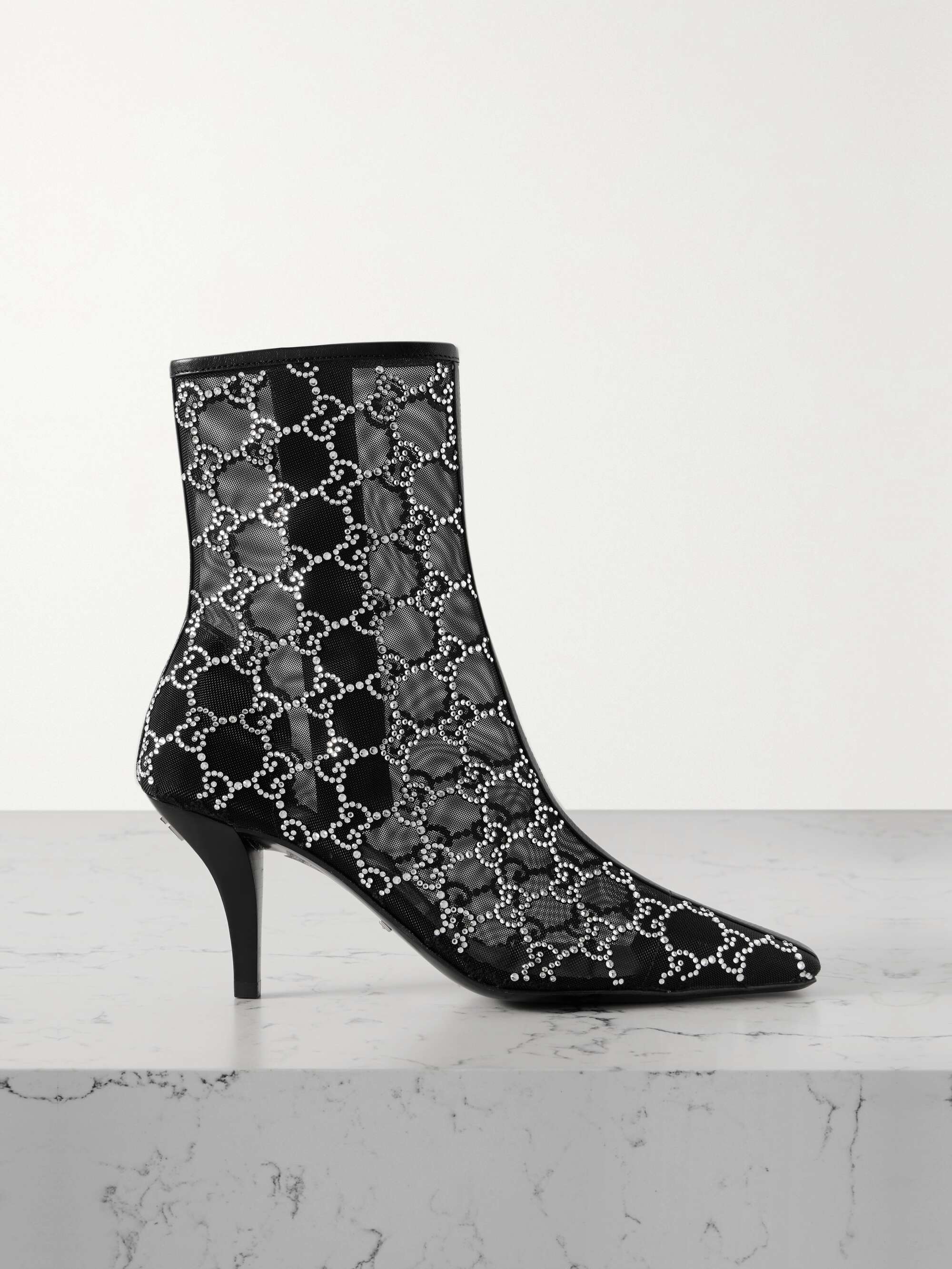 GUCCI Demi crystal-embellished mesh ankle boots | NET-A-PORTER