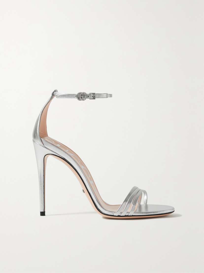 Gucci Crystal-embellished Metallic Leather Sandals
