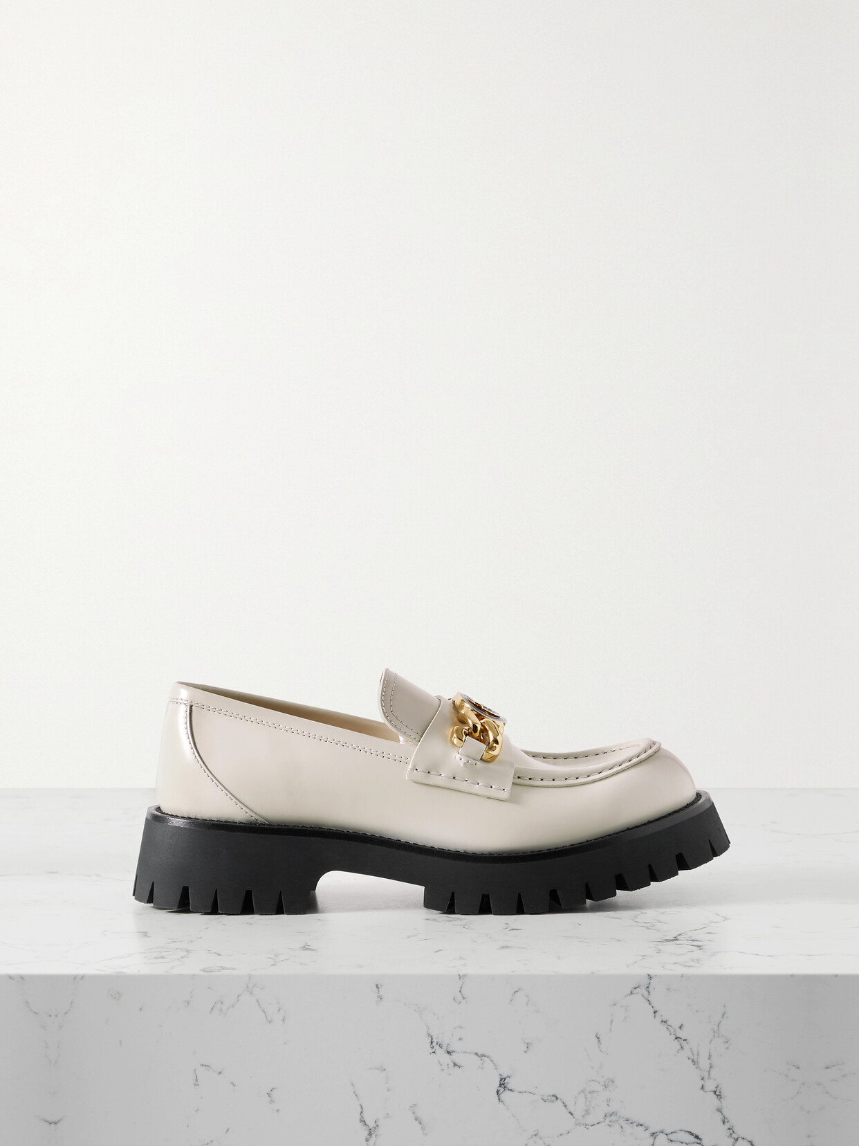 Gucci Jeanne Embellished Leather Platform Loafers