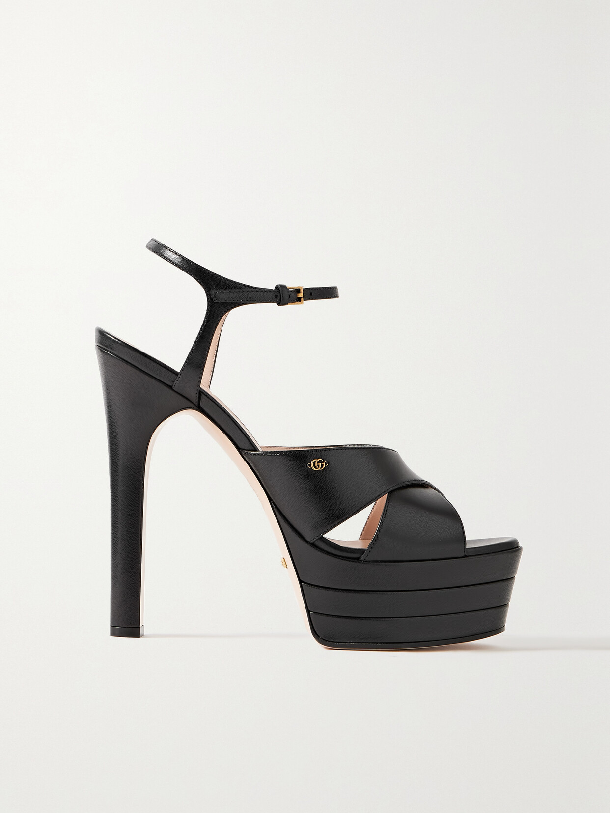 Gucci Embellished Leather Platform Sandals