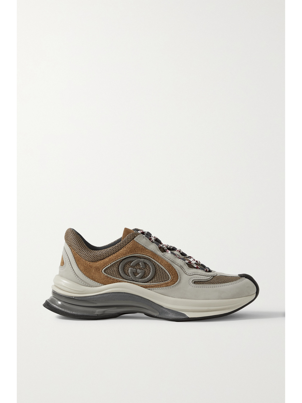 Gucci Run Leather And Suede-trimmed Mesh Sneakers