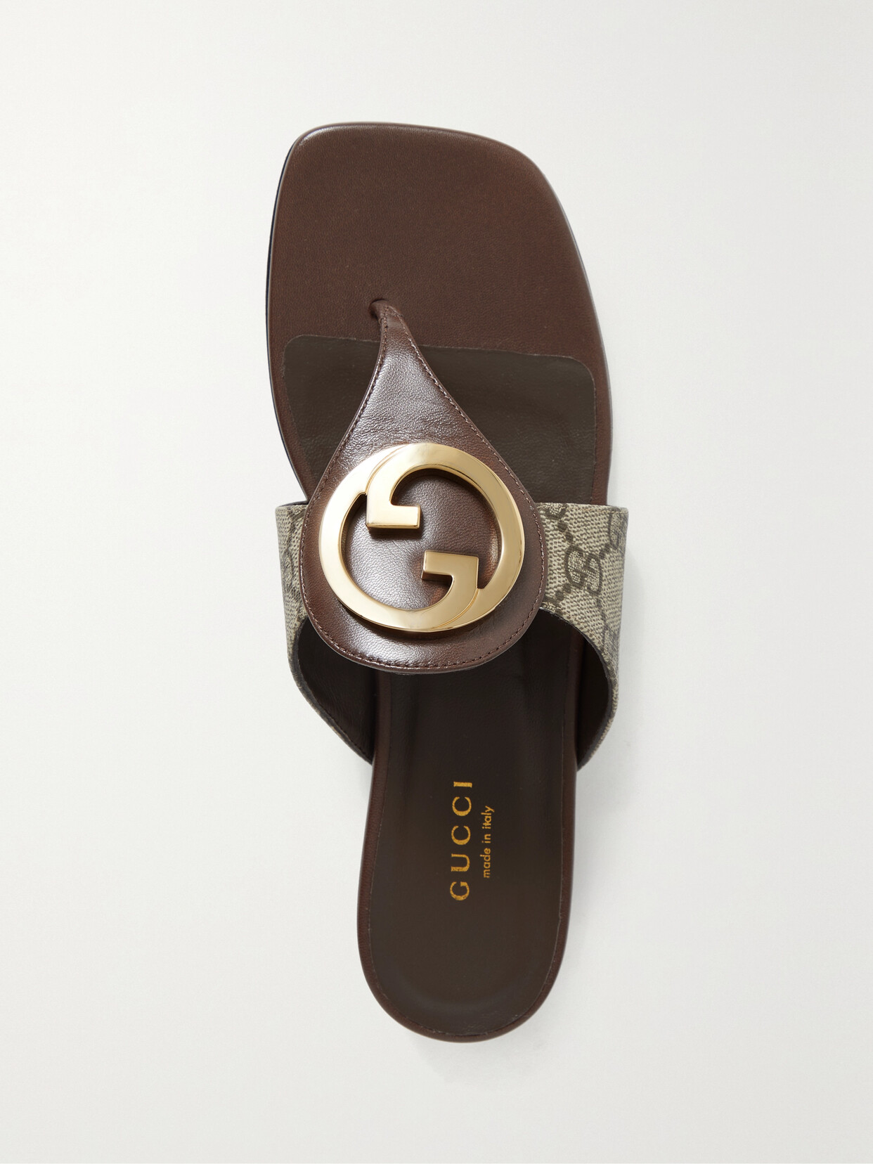 Gucci Blondie Logo-embellished Leather And Coated-canvas Sandals