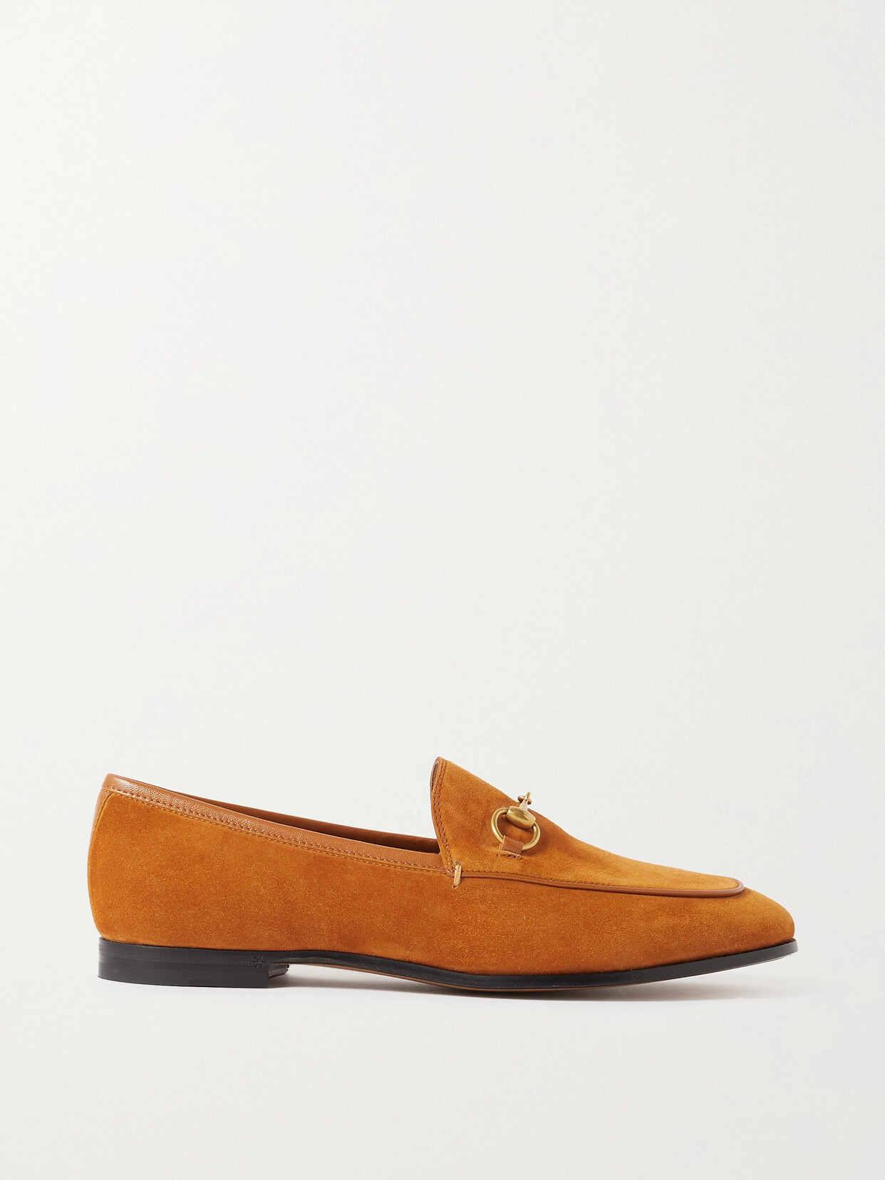Gucci Jordaan Horsebit-detailed Suede Loafers In Brown