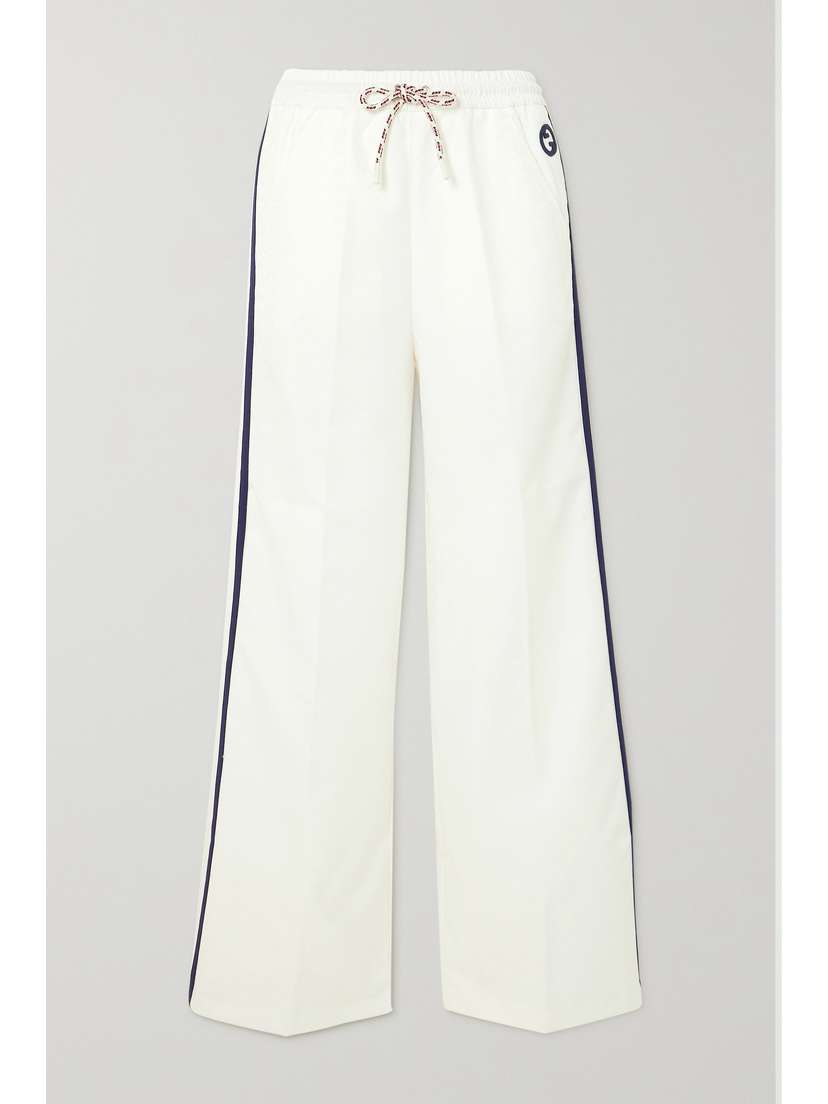 Gucci Appliquéd Webbing-trimmed Jersey-jacquard Track Pants