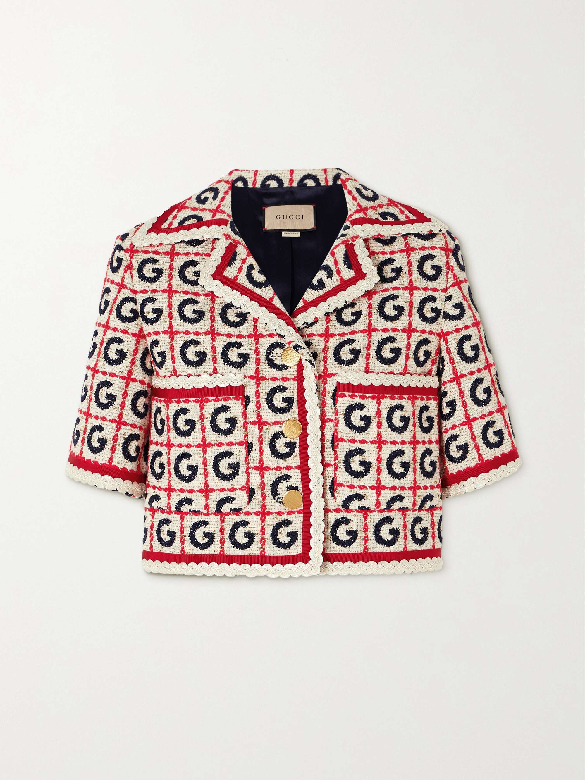 GUCCI Cropped cotton blend tweed lam jacket NET A PORTER