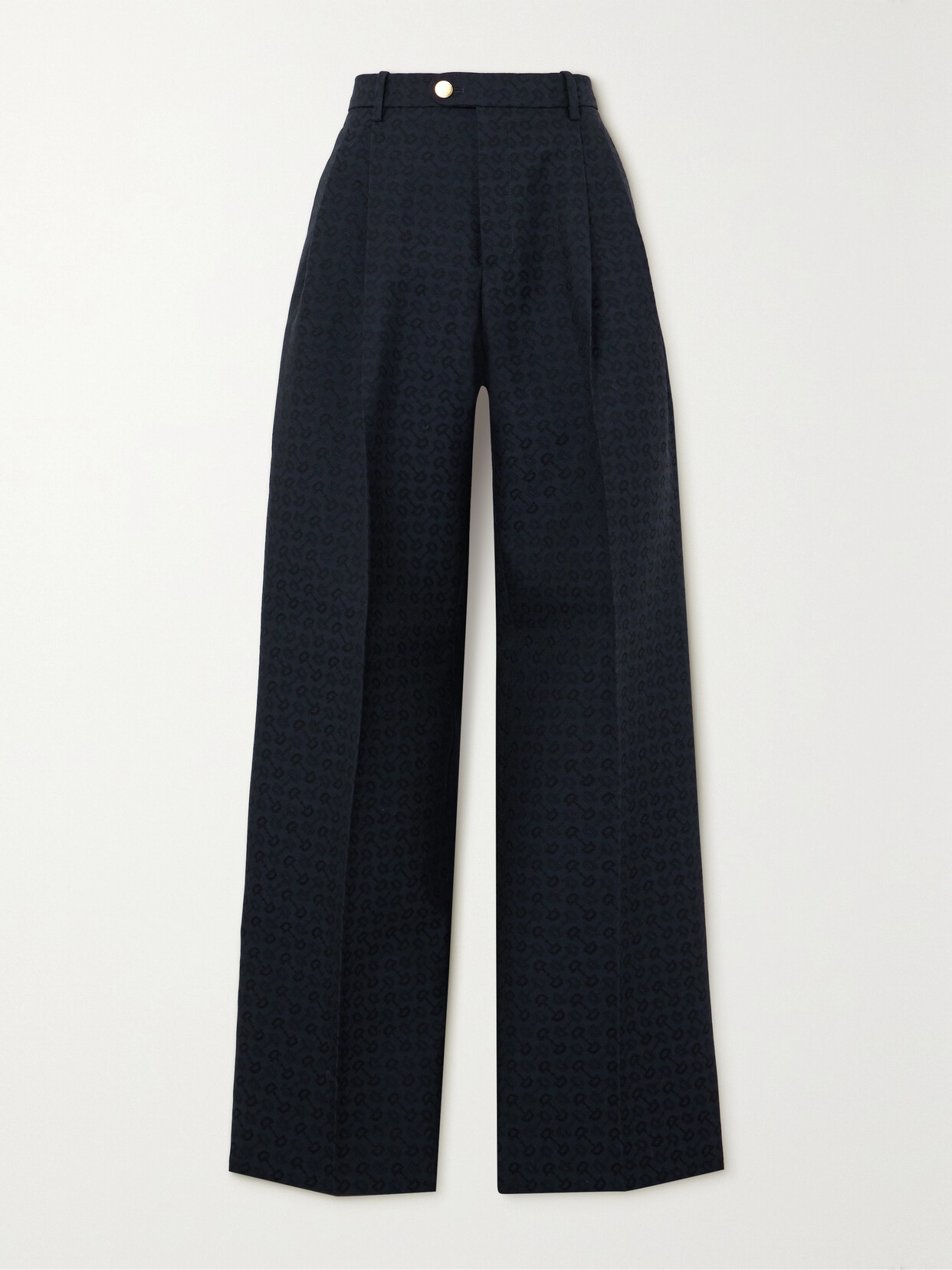 Gucci Pleated Cotton And Wool-blend Jacquard Straight-leg Pants