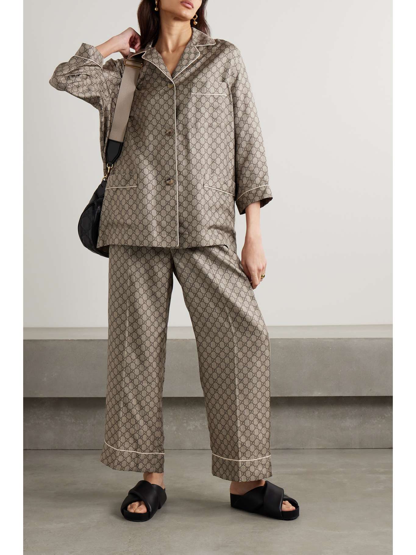 Pilar Floral Satin Jacquard Wide-Leg Pants