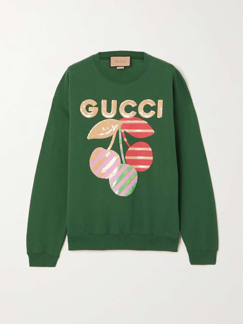 Gucci Sequin-embellished Printed Cotton-jersey Sweatshirt
