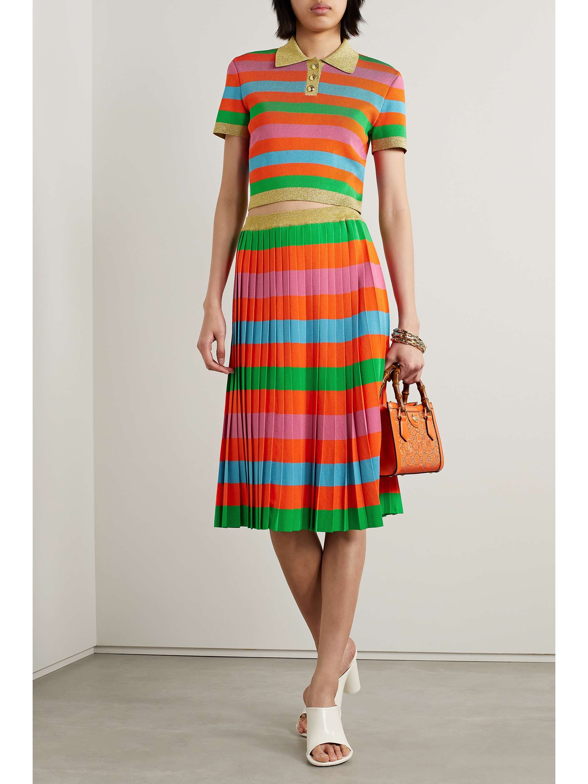 Gucci ストライプ プリーツスカート