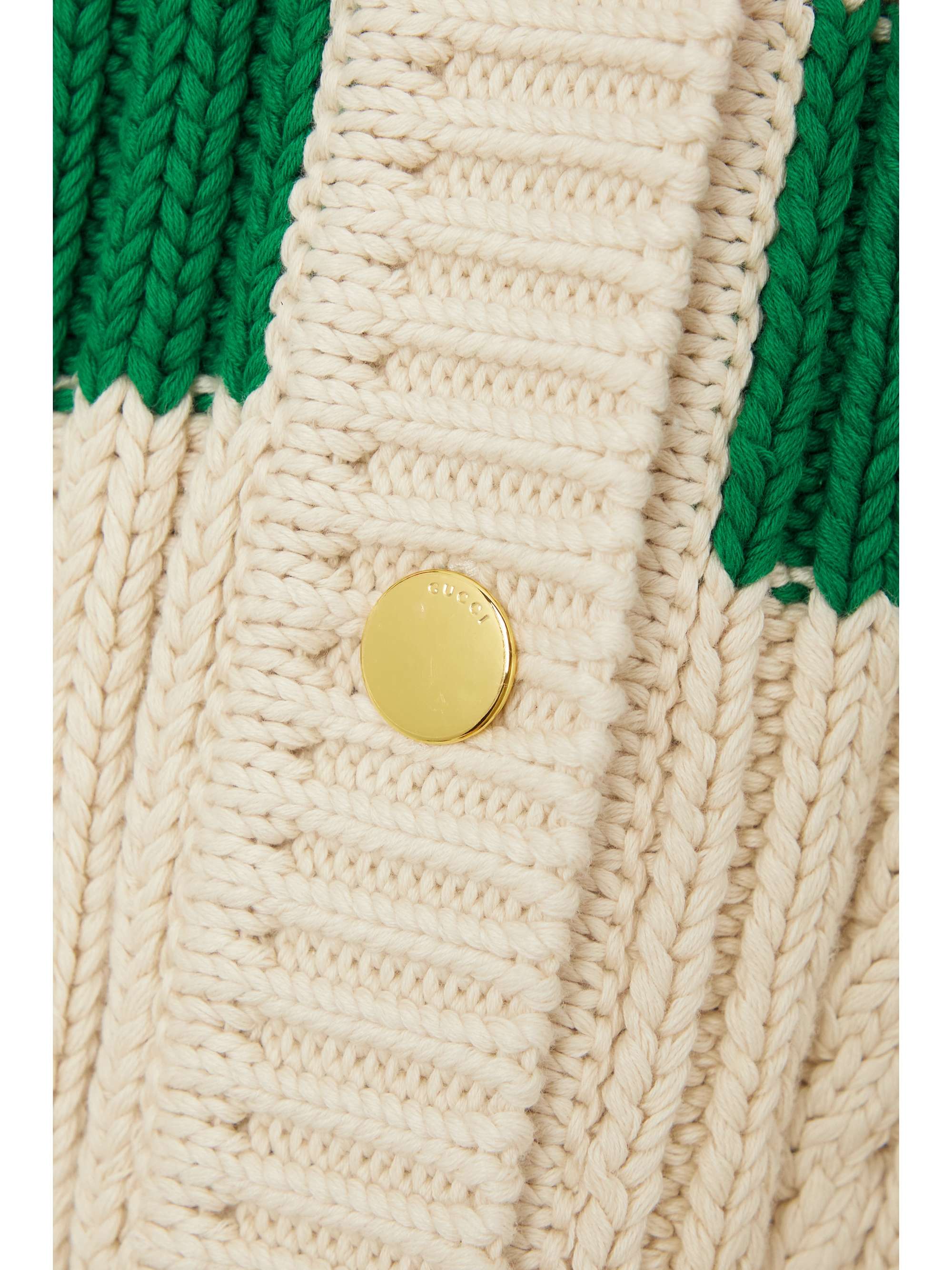 GUCCI Striped cableknit cottonblend cardigan NETAPORTER