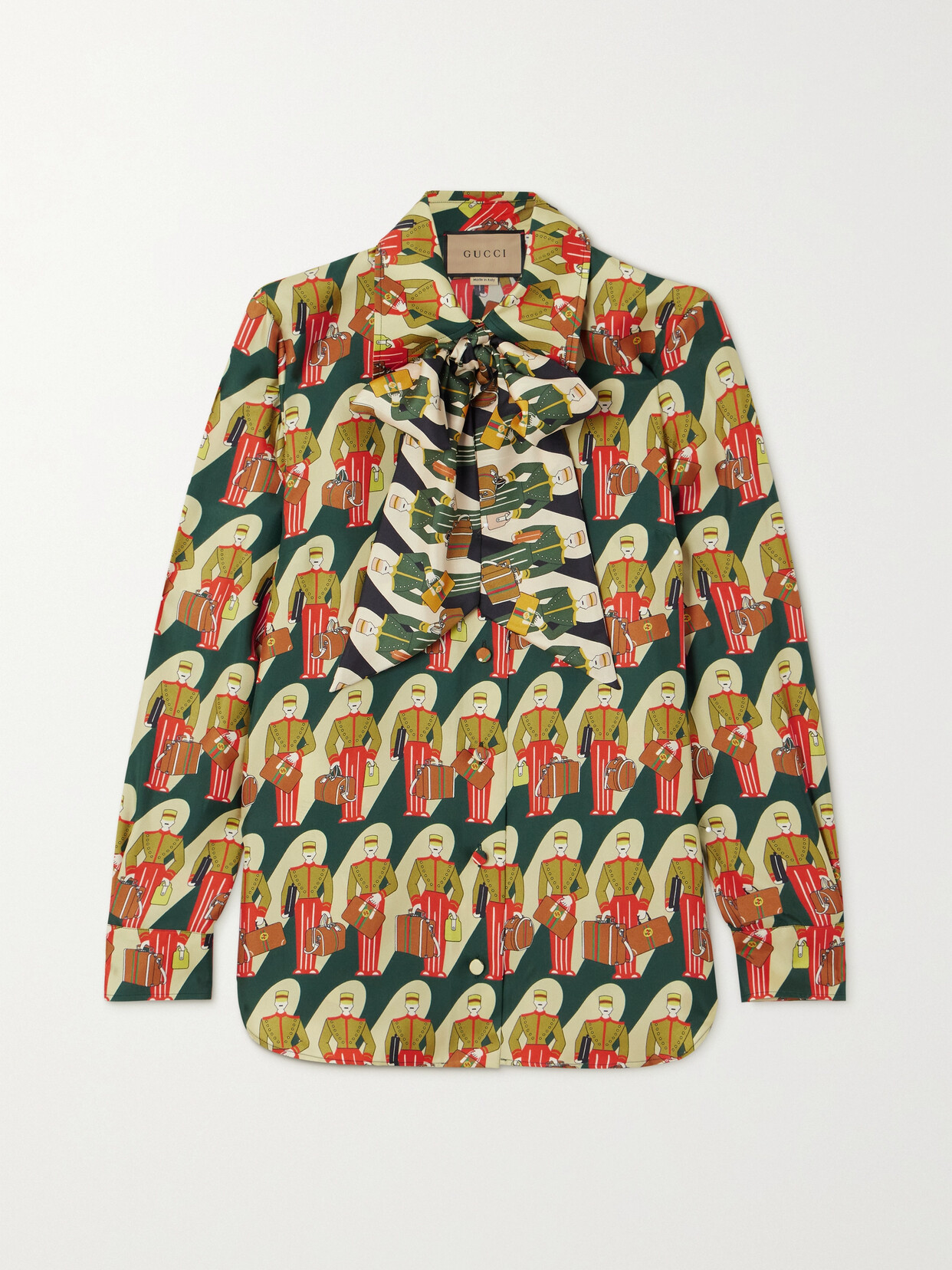 Gucci Pussy-bow Printed Silk-twill Blouse