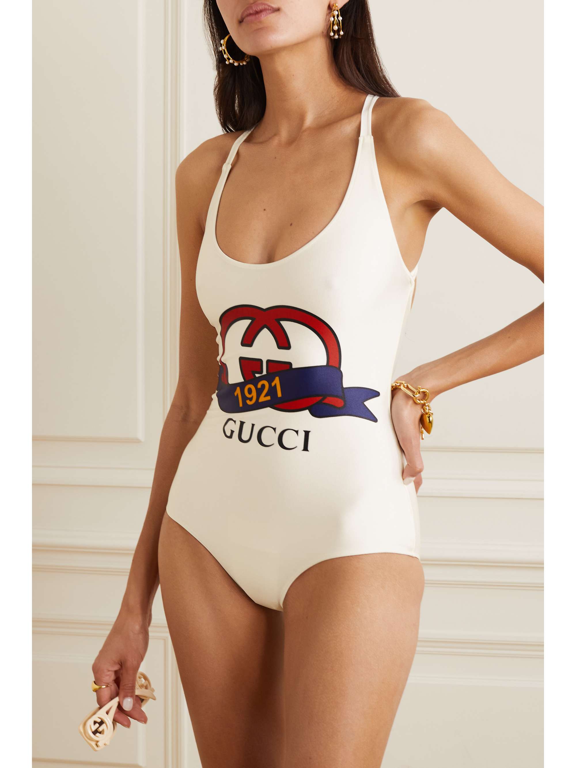 Gucci Printed Swimsuit - Women - White Swimwear and Beachwear - S