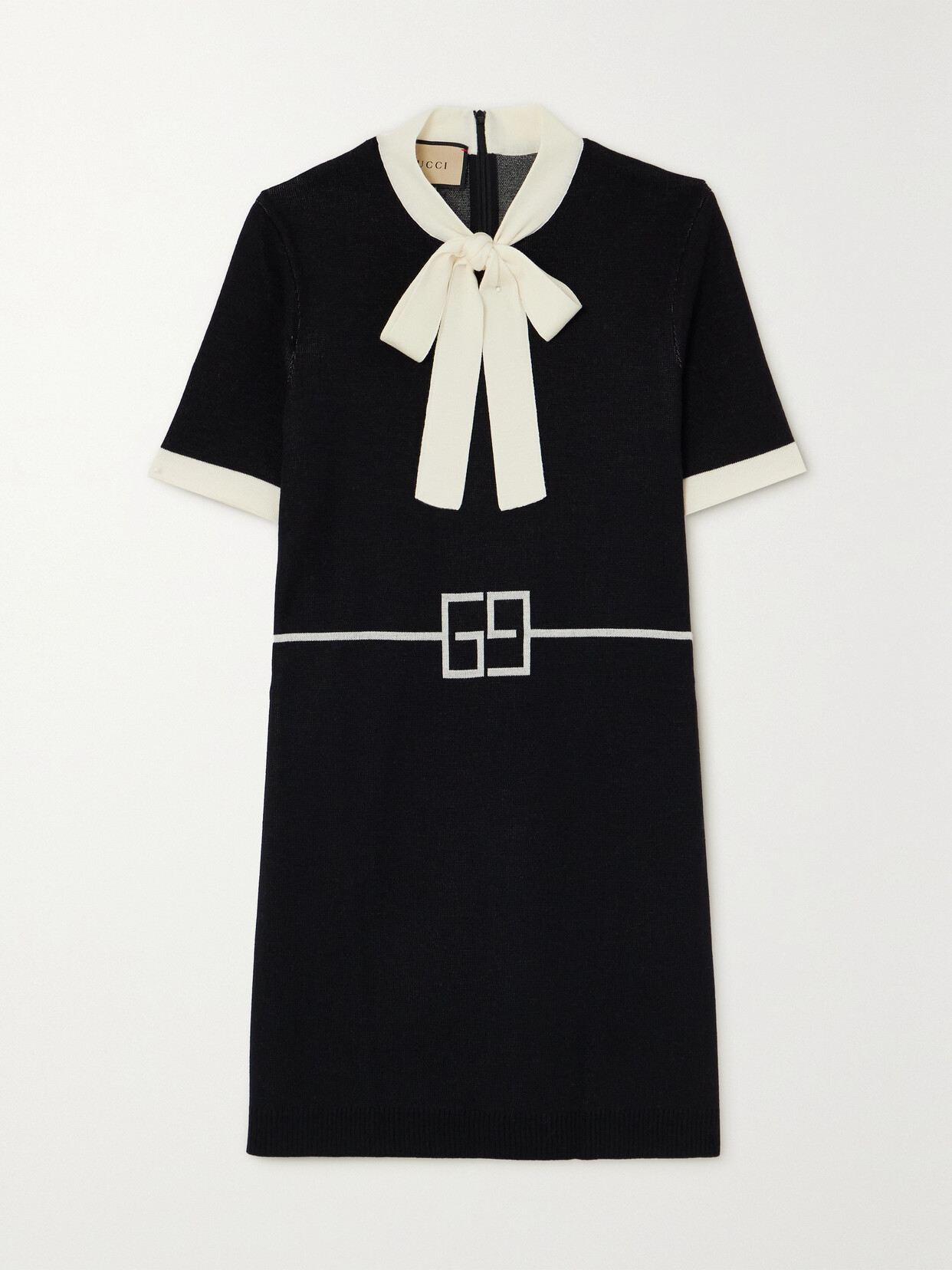 Gucci Pussy-bow Wool-jacquard Mini Dress