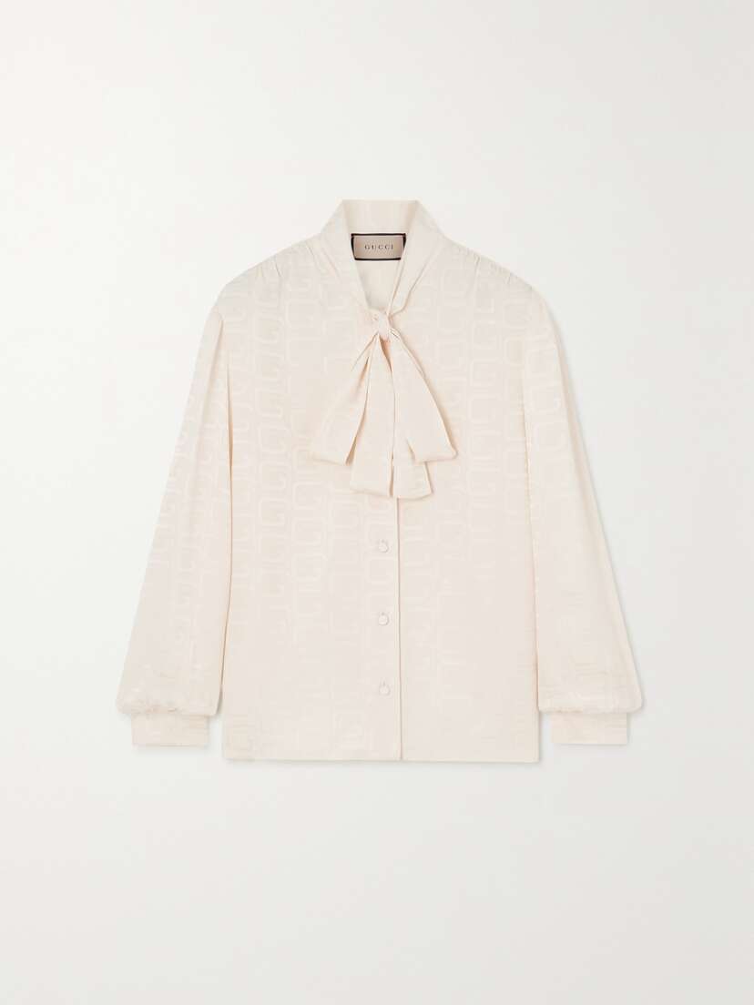 Gucci Pussy-bow Silk-jacquard Shirt
