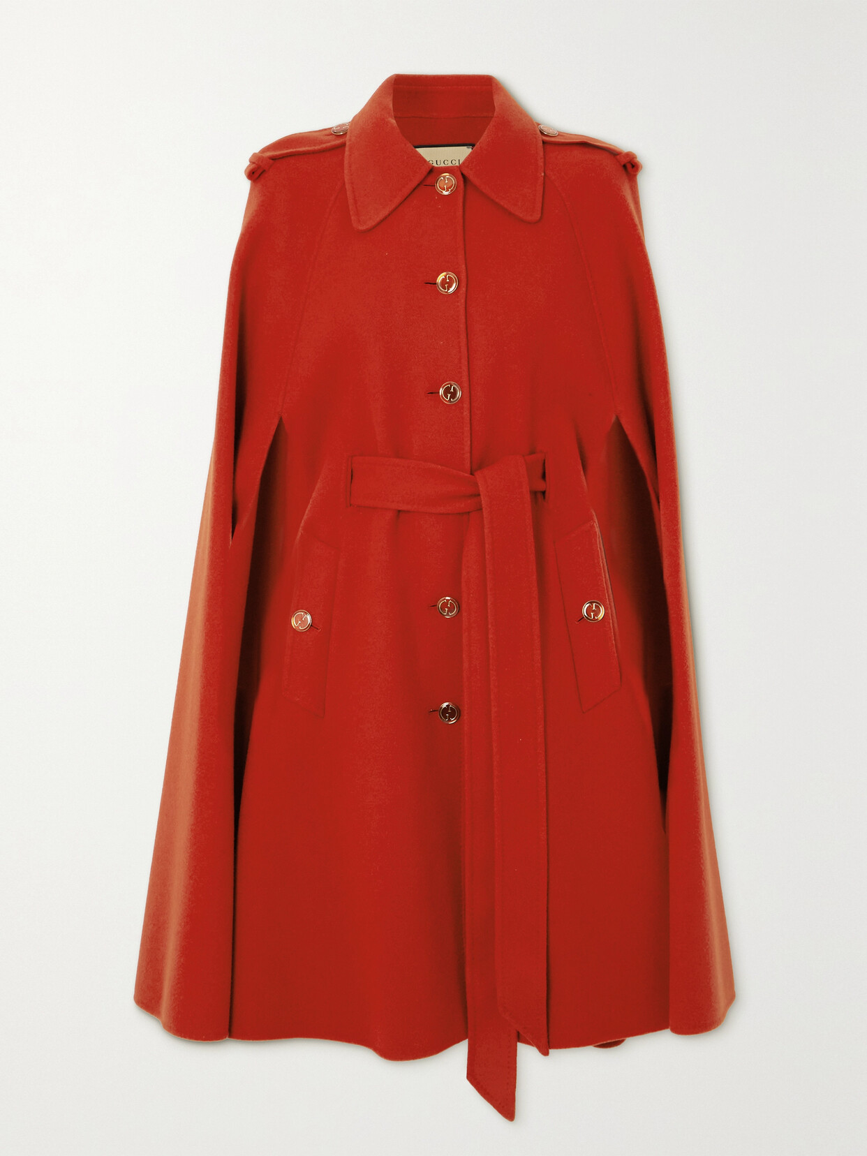Gucci Cape-effect Belted Wool-blend Coat