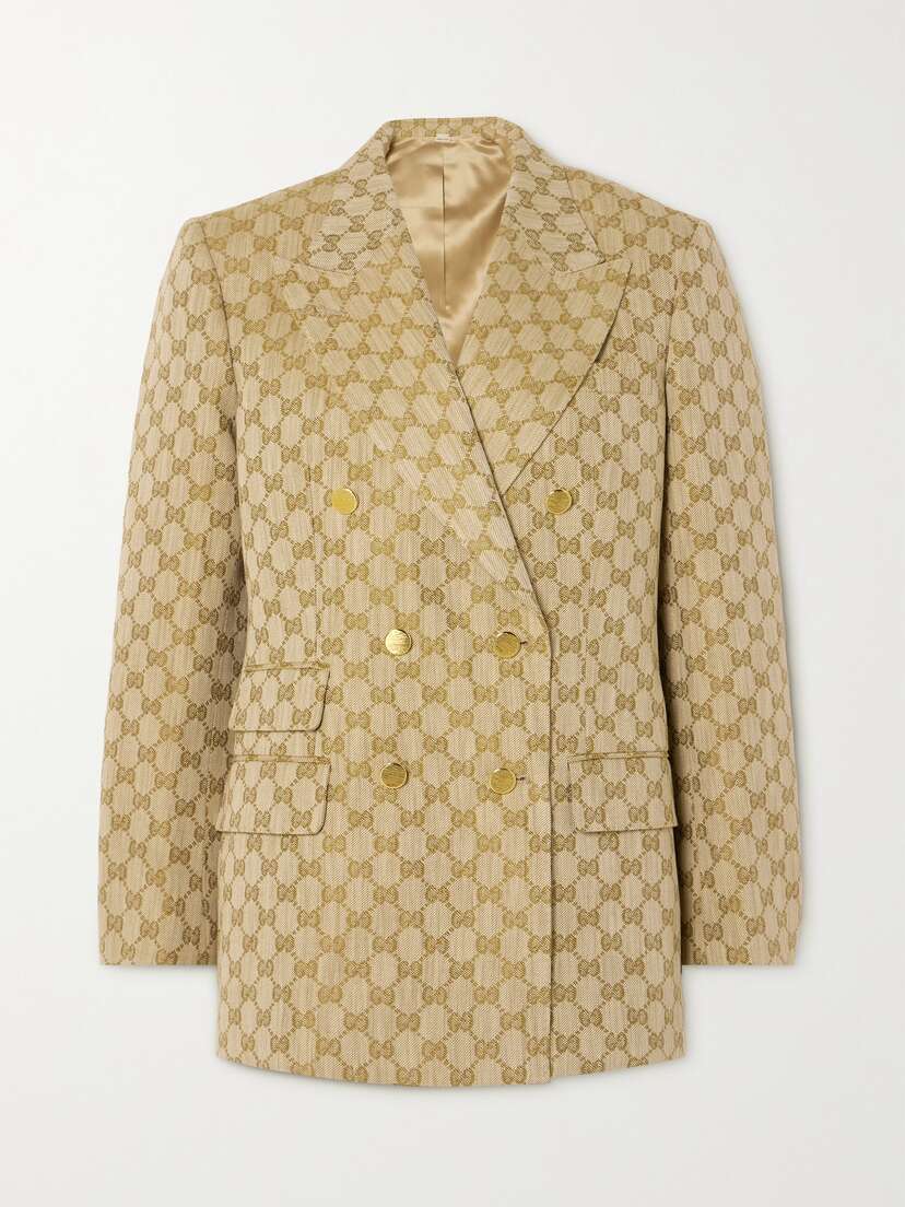 Gucci Double-breasted Linen And Cotton-blend Jacquard Blazer
