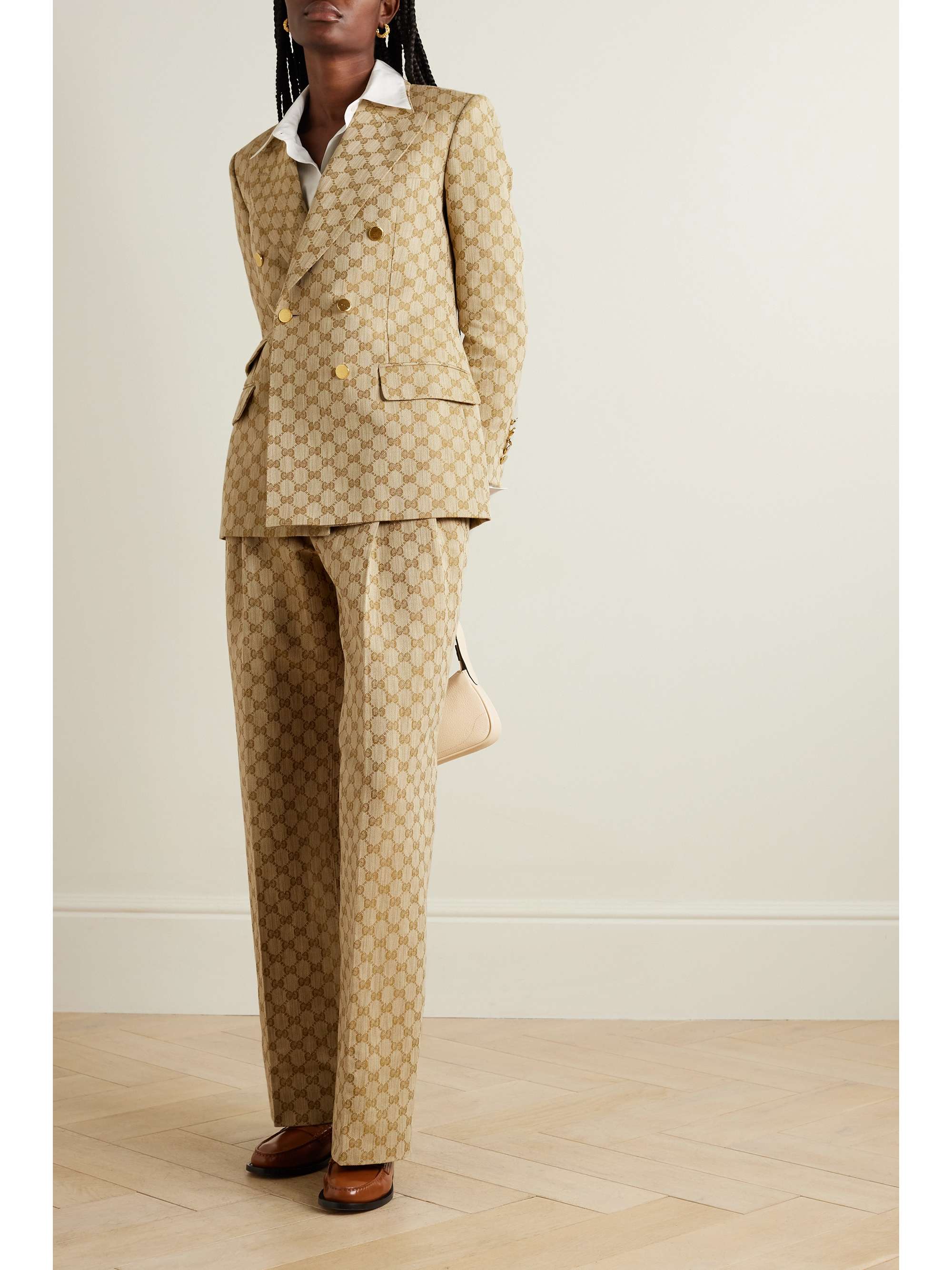 GUCCI Double-breasted linen and cotton-blend jacquard blazer | NET-A-PORTER