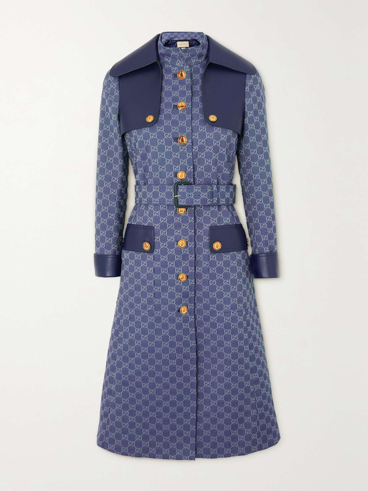 Gucci Leather-trimmed Cotton-blend Jacquard Coat