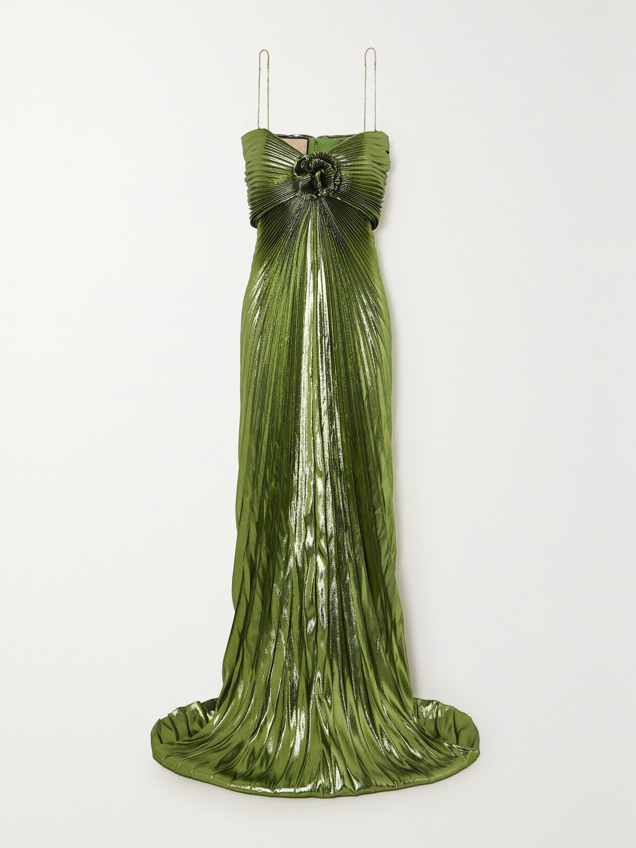Gucci Plissé Silk-blend Lamé Gown