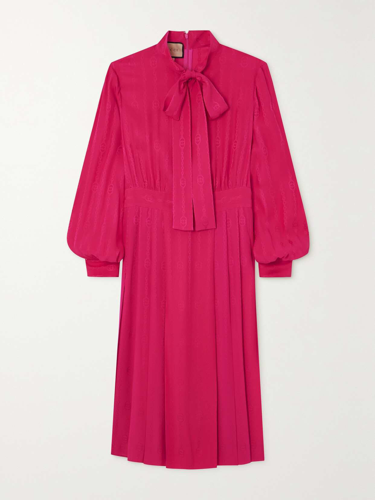 Gucci Pussy-bow Pleated Silk-jacquard Midi Dress