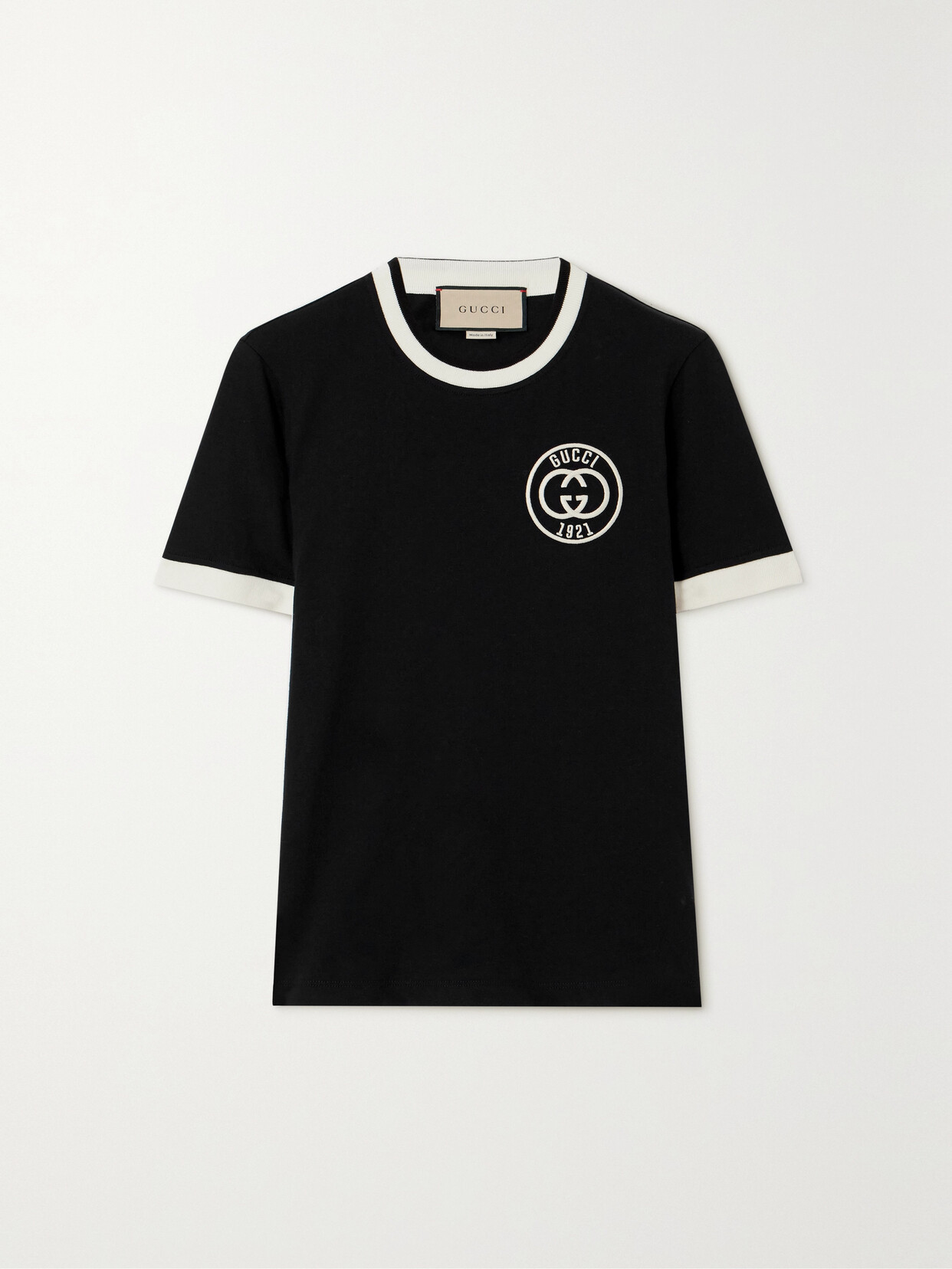 Gucci Embroidered Cotton-jersey T-shirt In Black