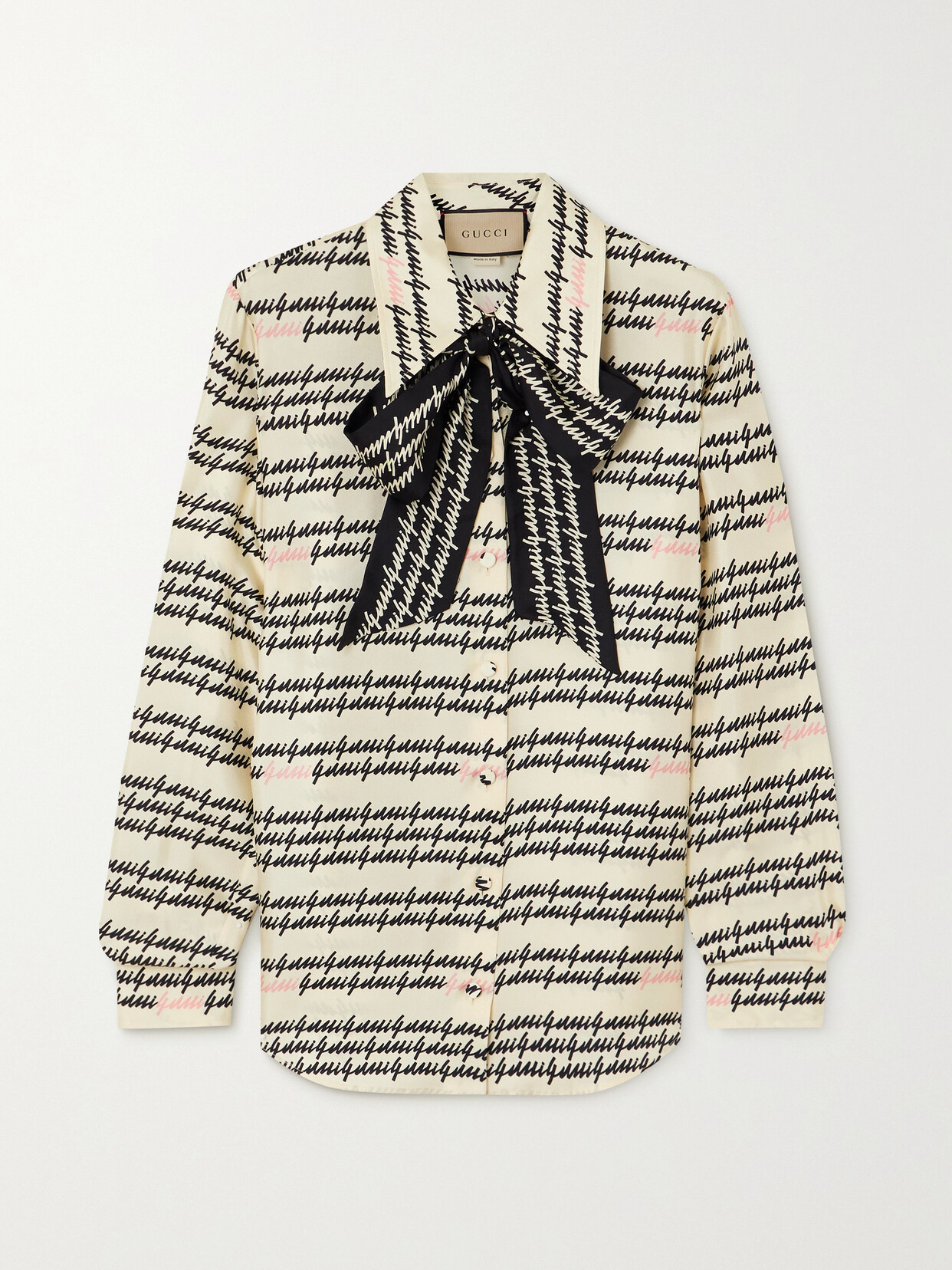 Gucci Pussy-bow Printed Silk-twill Shirt
