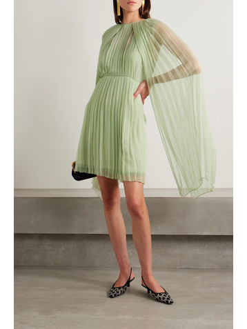 Gucci Cape-effect pleated chiffon mini dress