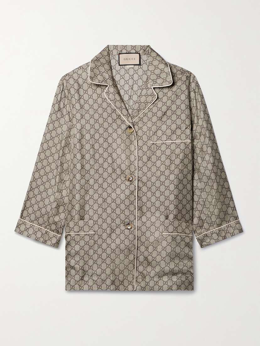 Gucci Silk-satin Jacquard Shirt