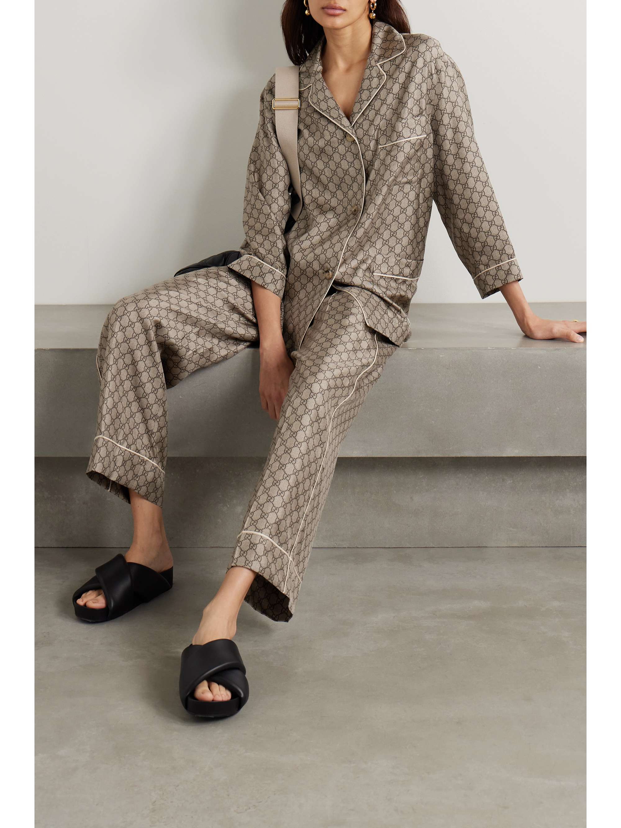 jacquard silk pajama shirt