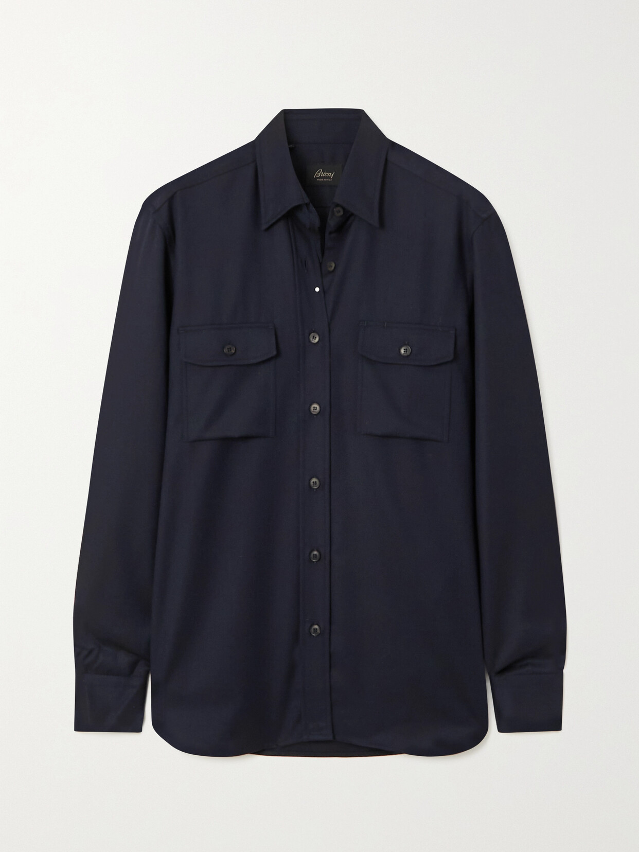 Brioni Wool-twill Shirt - Blue