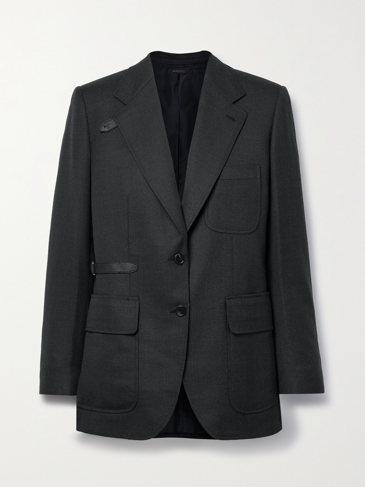 Brioni - Leather-trimmed Wool-blend Blazer - Black