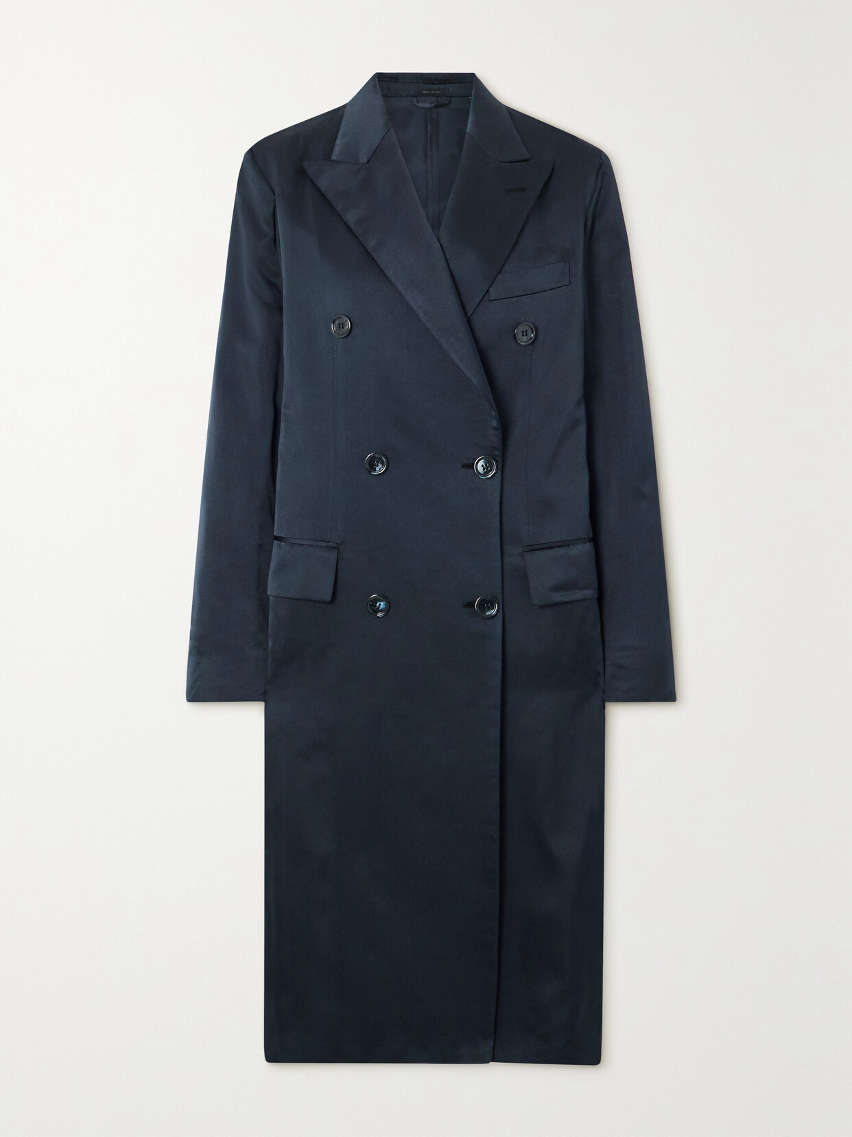 Brioni - Double-breasted Silk-satin Coat - Blue