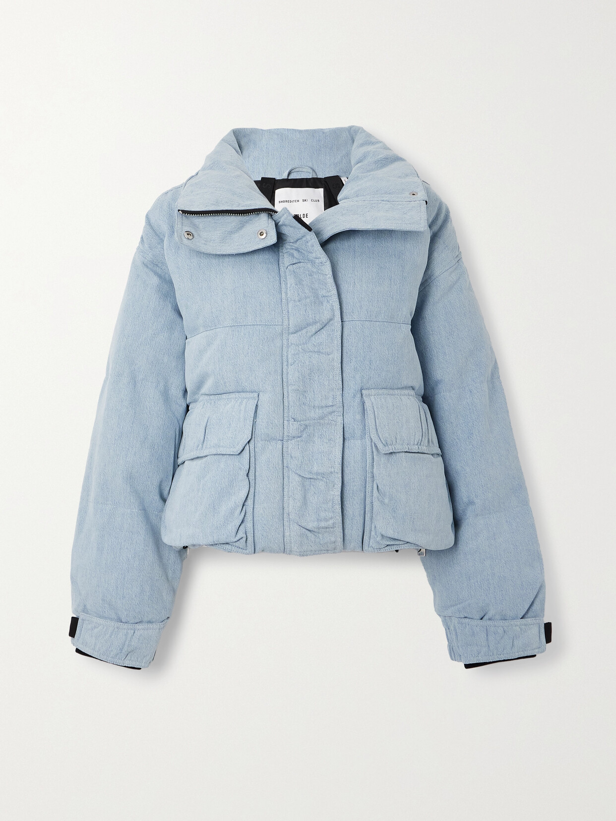 Shop Agolde + Net Sustain + Shoreditch Ski Club Nova Quilted Padded Organic Denim Jacket In Blue