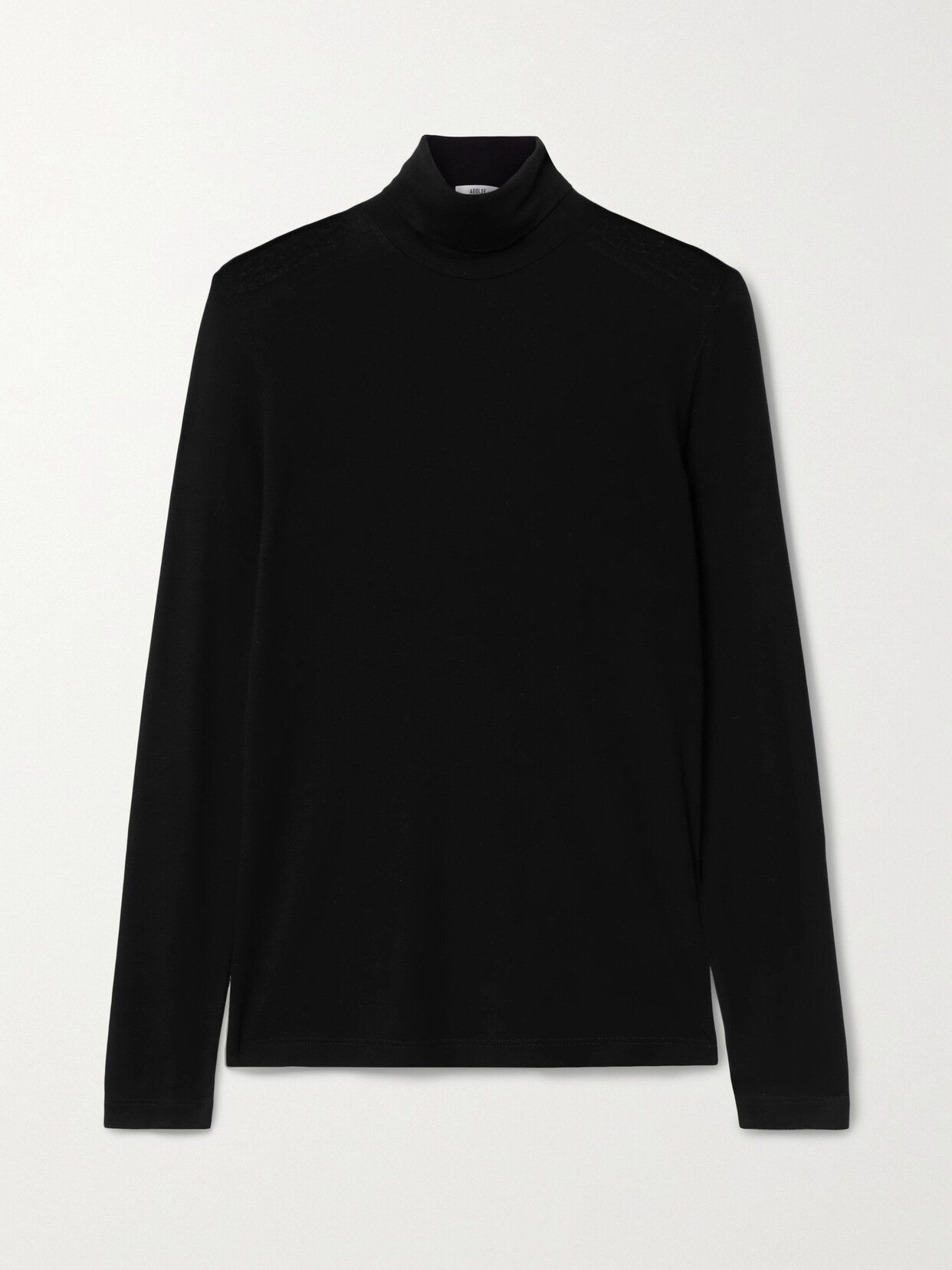 Shop Agolde + Net Sustain Pascale Stretch-lyocell Turtleneck Top In Black