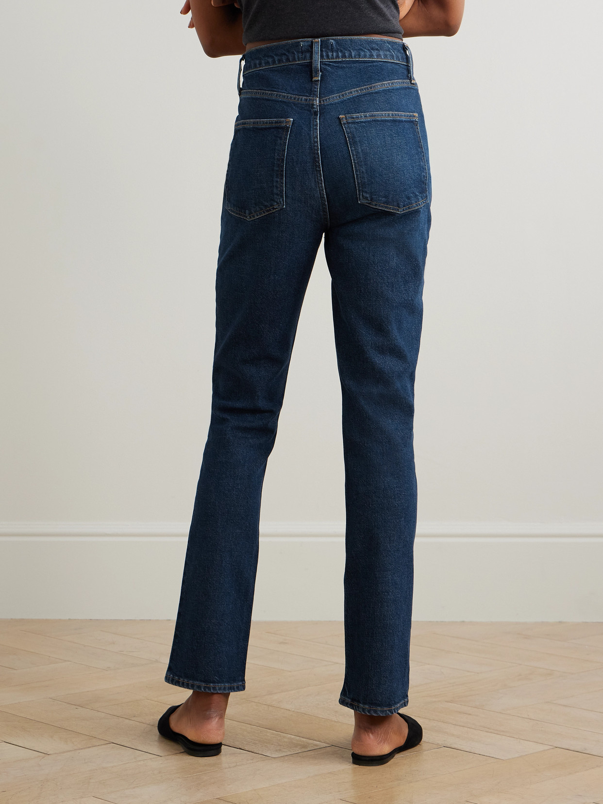 Shop Agolde + Net Sustain Freya High-rise Slim-leg Organic Jeans In Blue