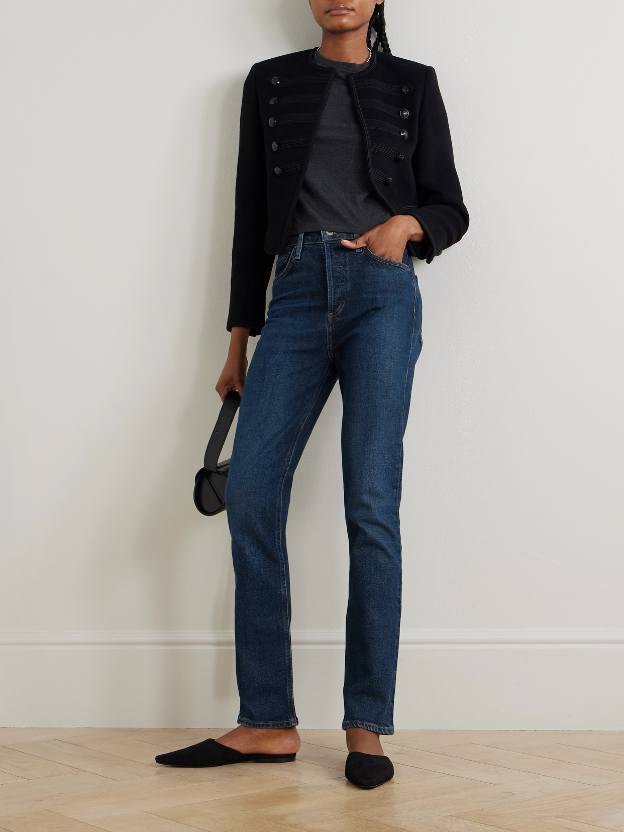 Shop Agolde + Net Sustain Freya High-rise Slim-leg Organic Jeans In Blue