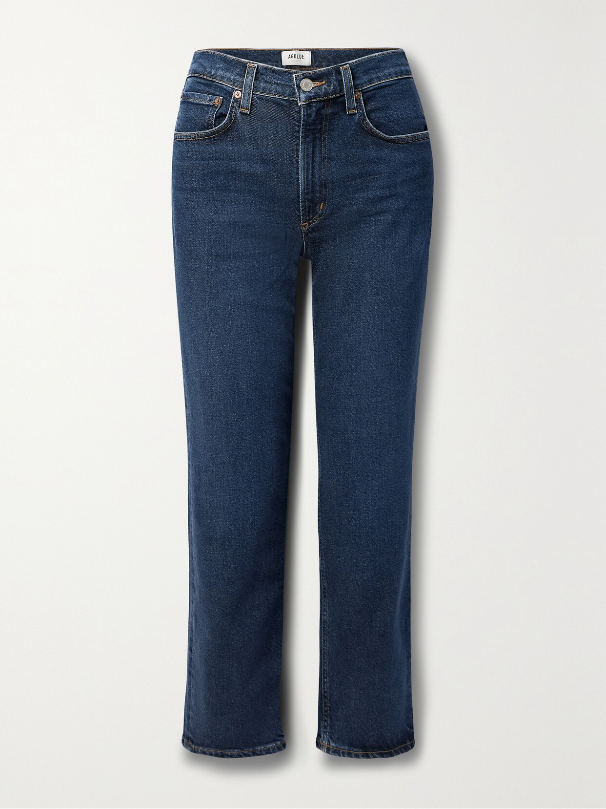 Agolde Kye Cropped High-rise Straight-leg Organic Jeans In Blue