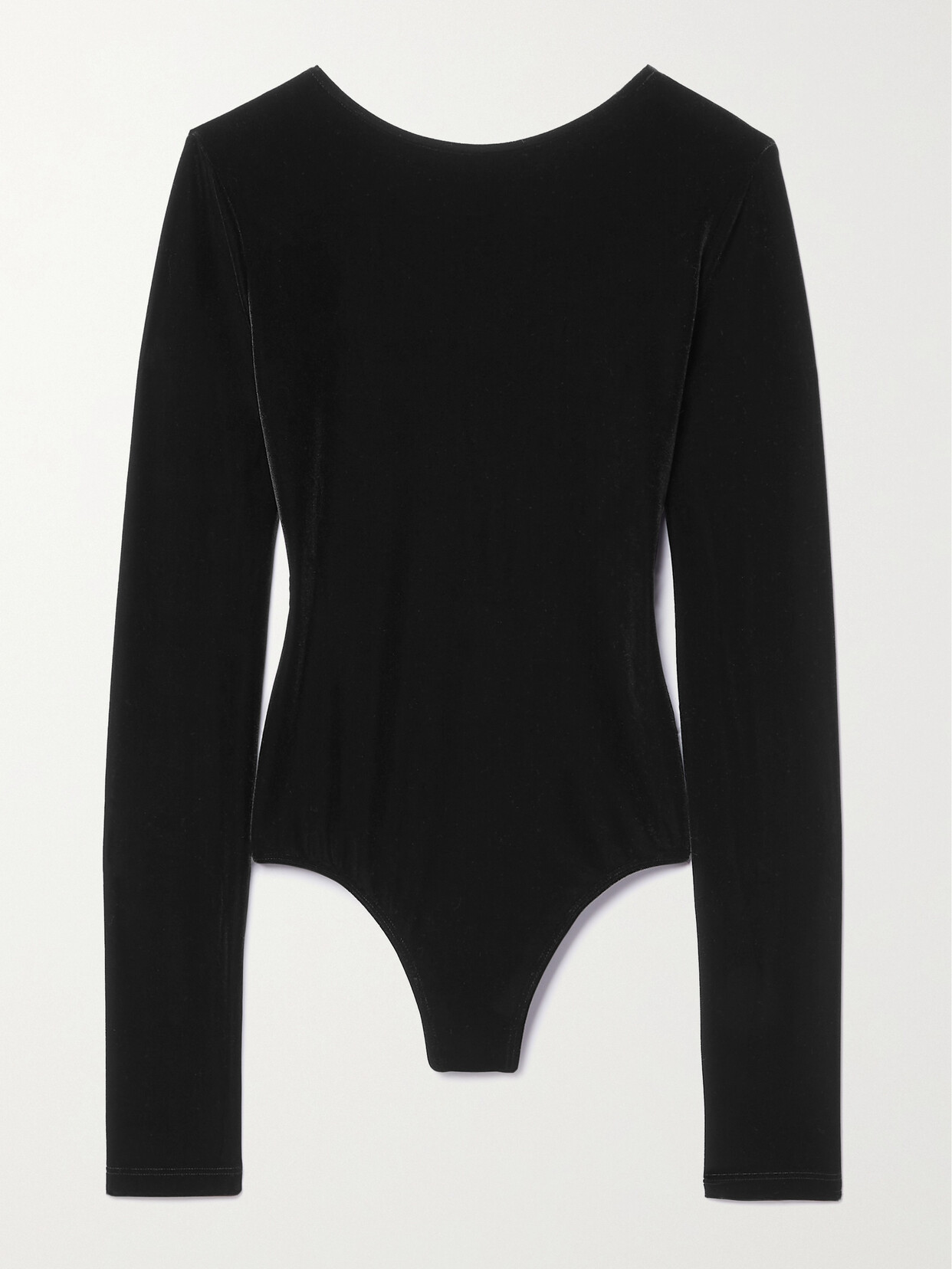 Agolde Corrin Open-back Stretch-velvet Bodysuit In Black