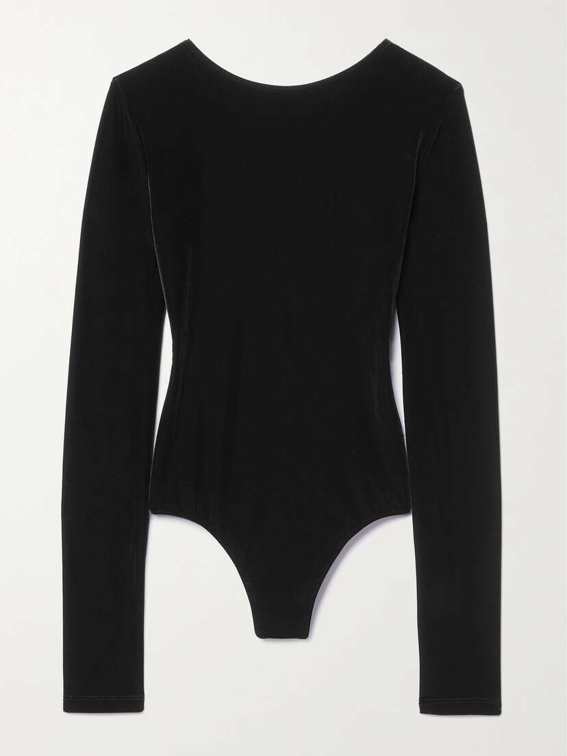 AGOLDE Corrin Open-back Stretch-velvet Bodysuit