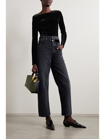Agolde Corrin open-back stretch-velvet bodysuit