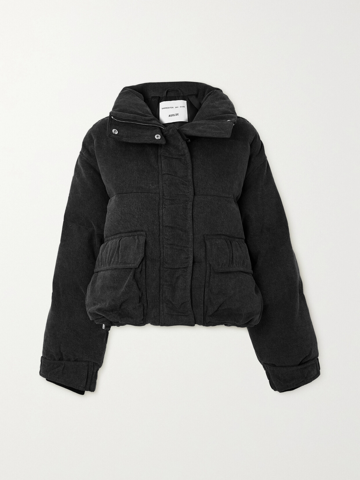 Shop Agolde + Shoreditch Ski Club Nova Quilted Padded Organic Denim Jacket In Black