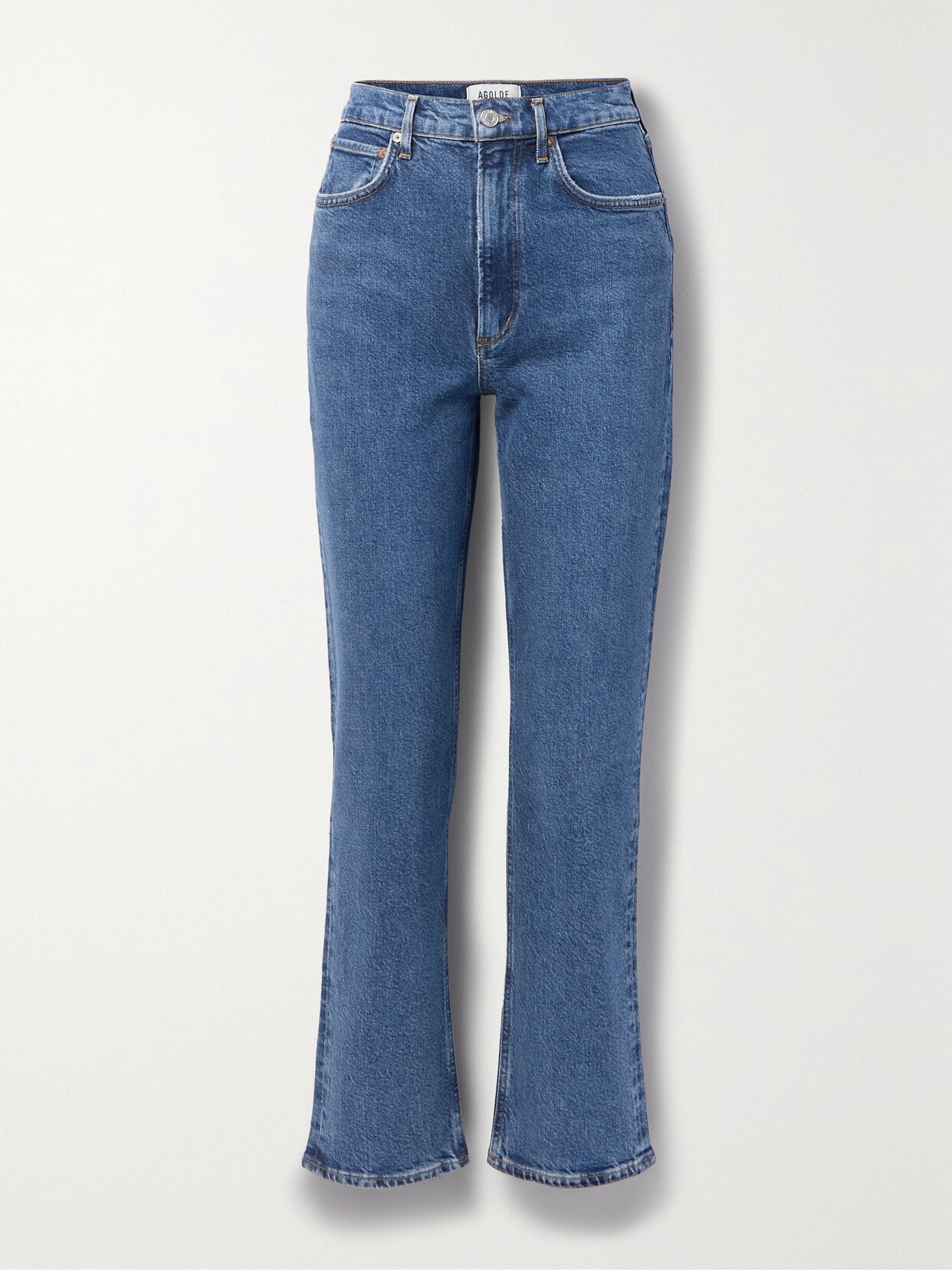 Agolde High Rise Stovepipe Straight-leg Jeans In Blue