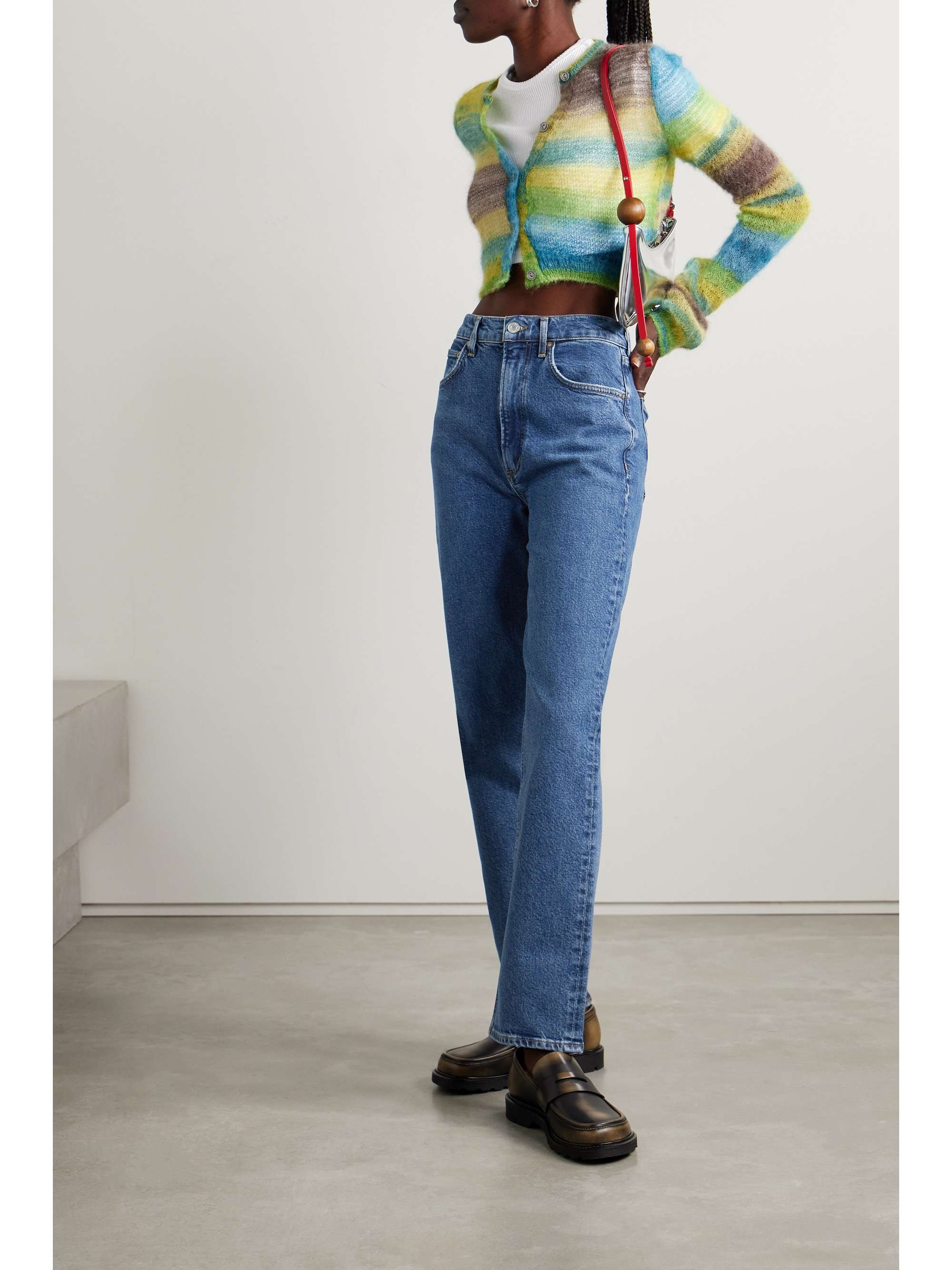 AGOLDE's 'High Rise Stovepipe' jeans are made from soft cotton-blend denim in a classic medium wash. They're cut for a straight leg fit and sit high on the waist to elongate your frame. Keep the 'Aspire' wash in the best condition by washing this pair inside out, and only when you have to.