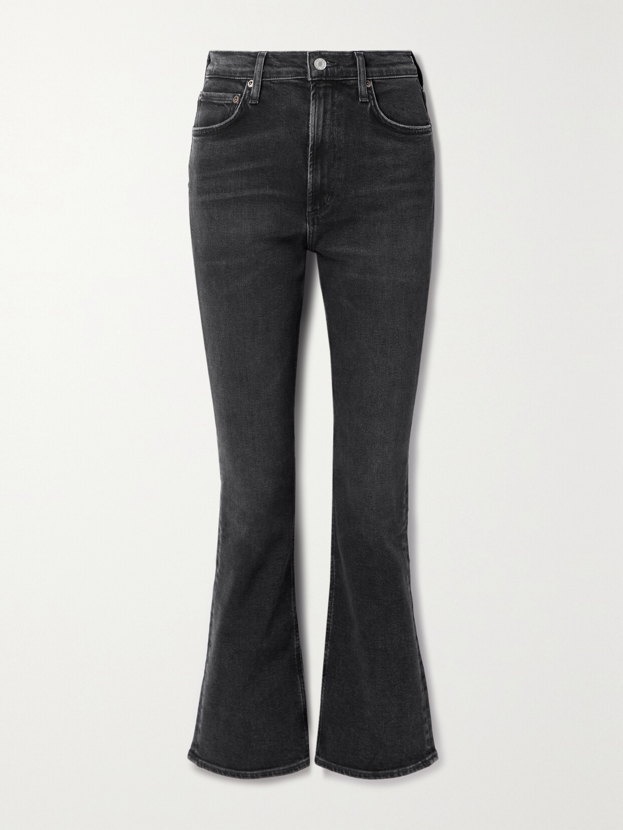 Shop Agolde + Net Sustain Nico High-rise Bootcut Organic Jeans In Black