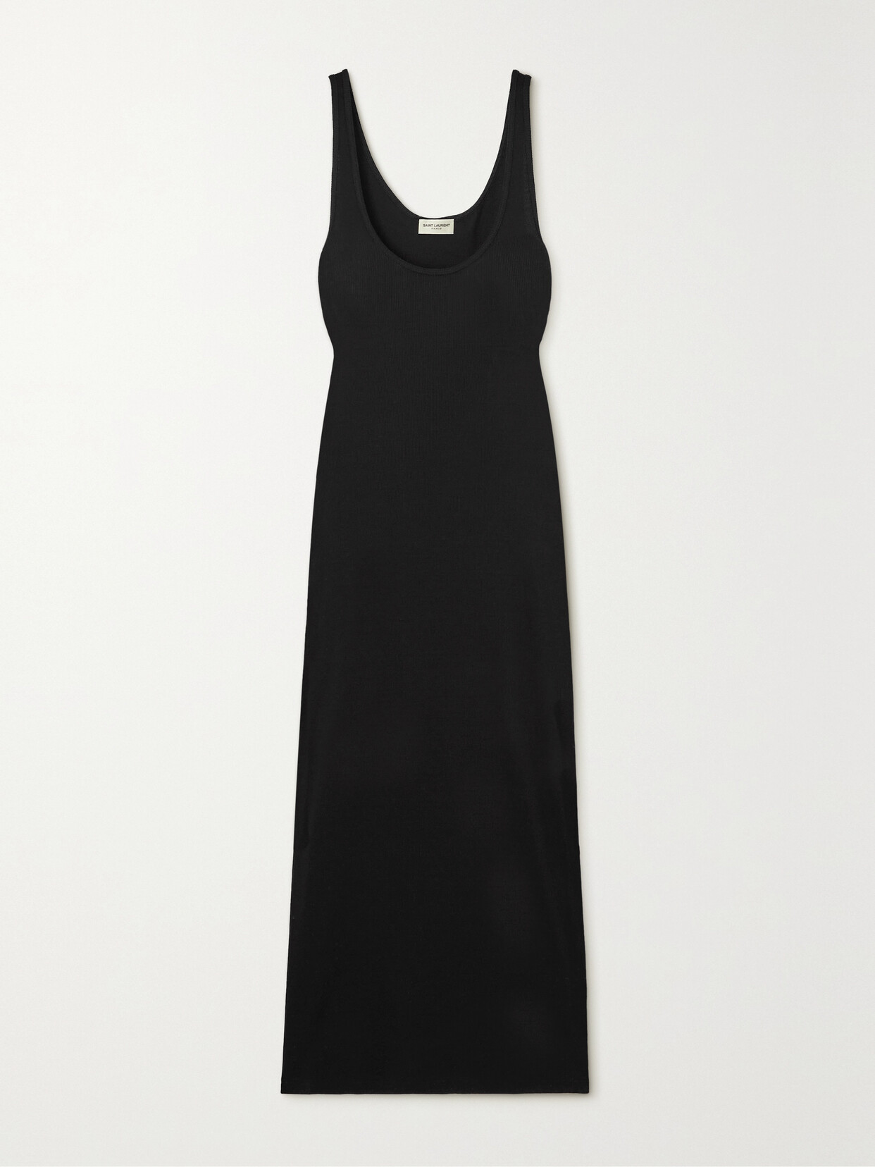 Saint Laurent Ribbed Stretch-silk Jersey Midi Dress In Black