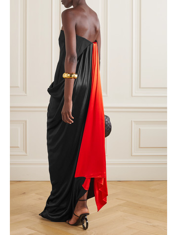Ferragamo Strapless crepe and gathered satin maxi dress