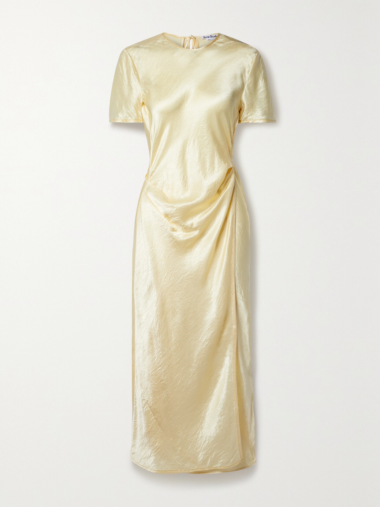 ACNE STUDIOS DRAPED HAMMERED-SATIN MIDI WRAP DRESS