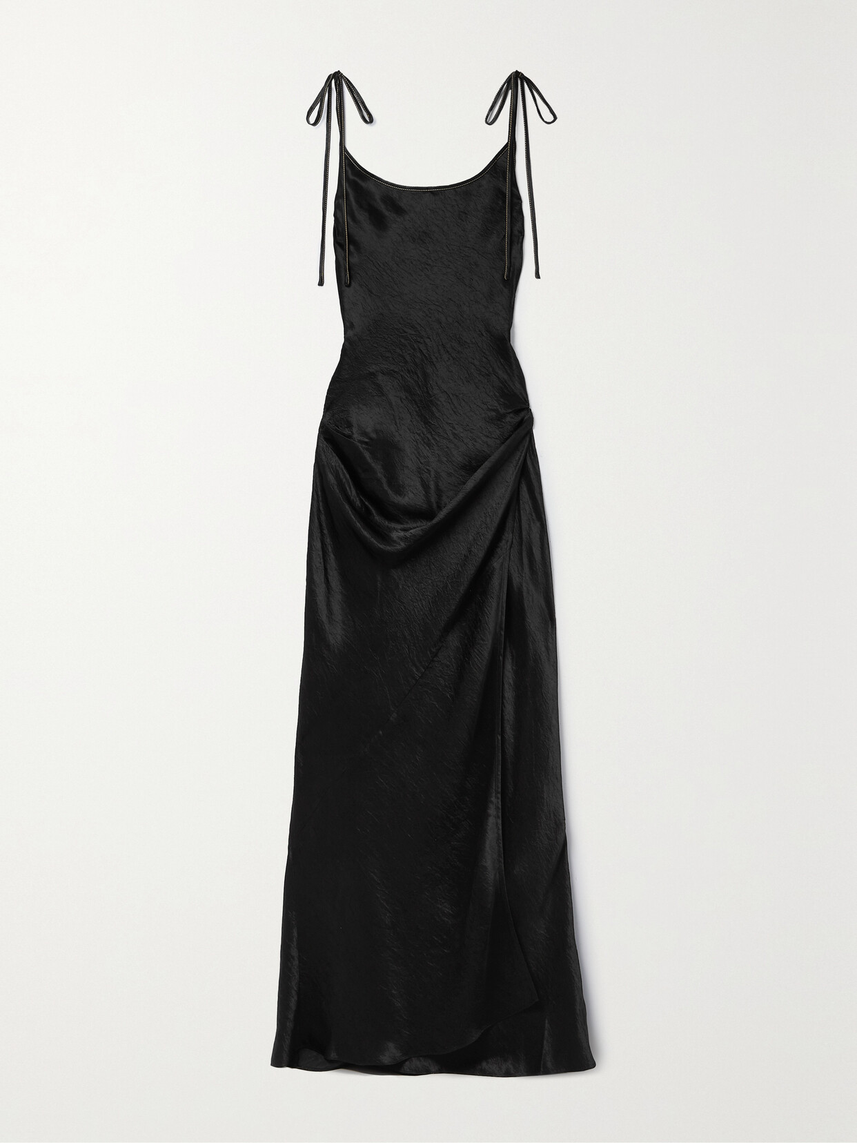 Acne Studios - Hammered-satin Wrap Maxi Dress - Black