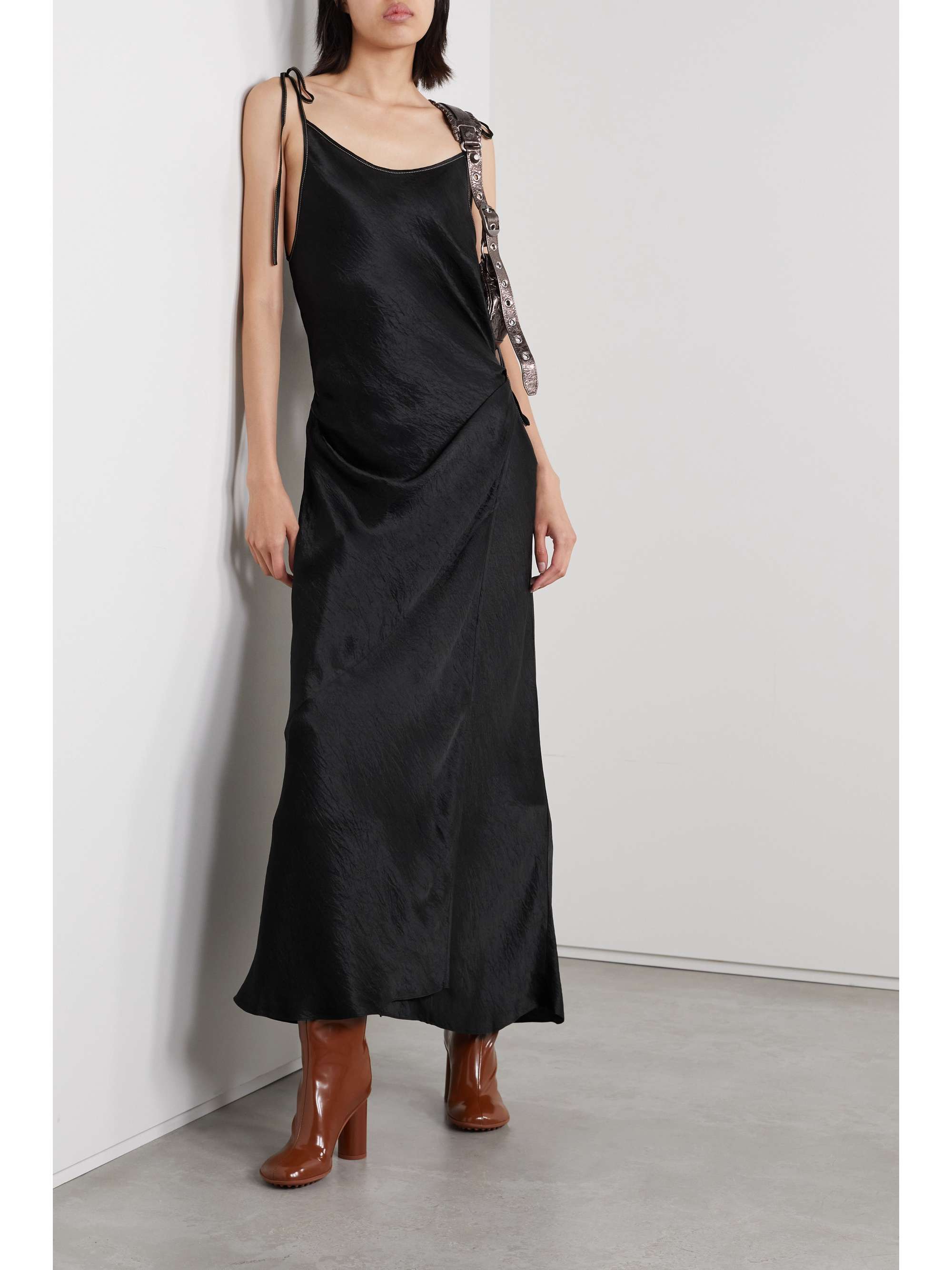 ACNE STUDIOS Hammered-satin wrap maxi dress | NET-A-PORTER